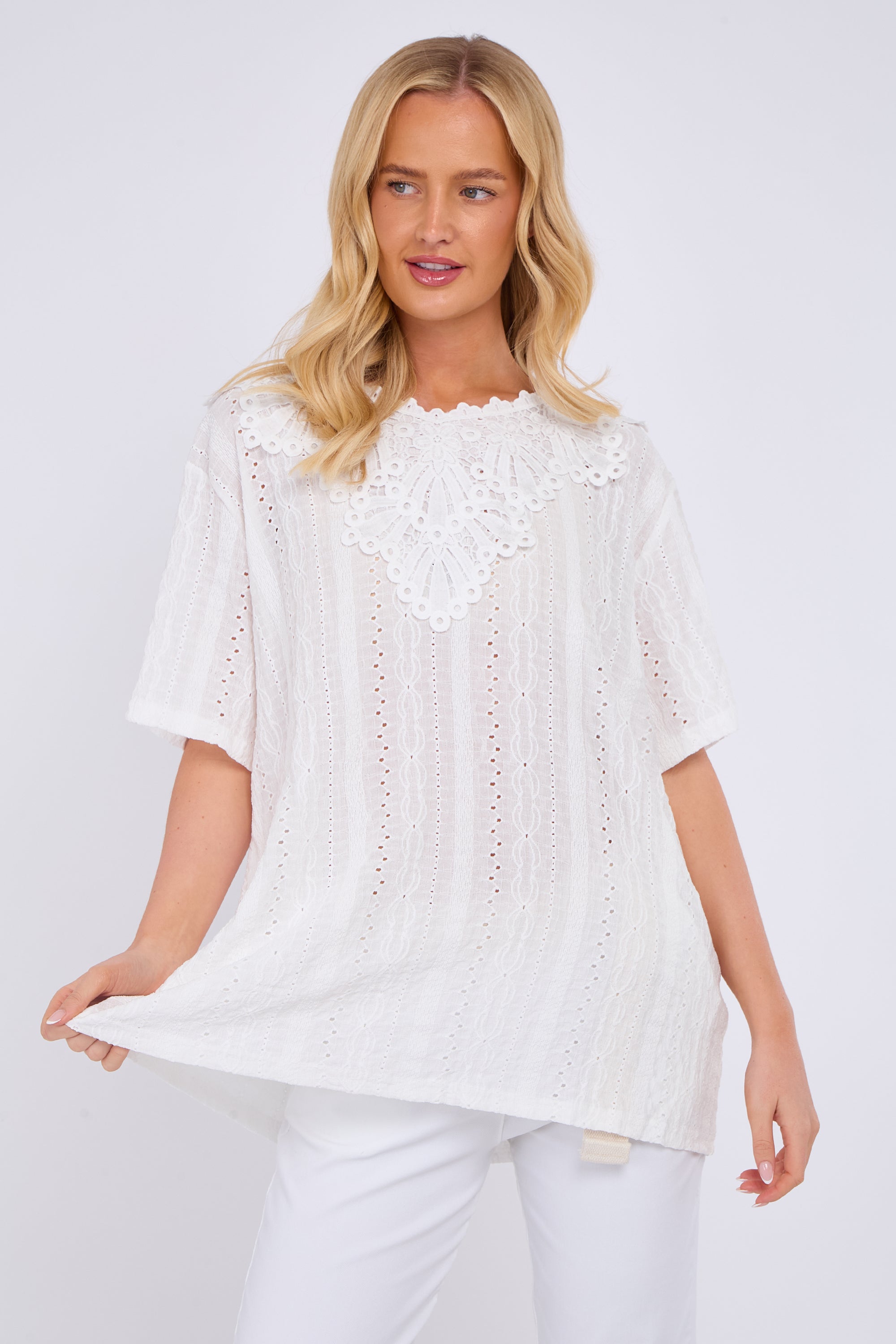 Broderie Lace Panel Top