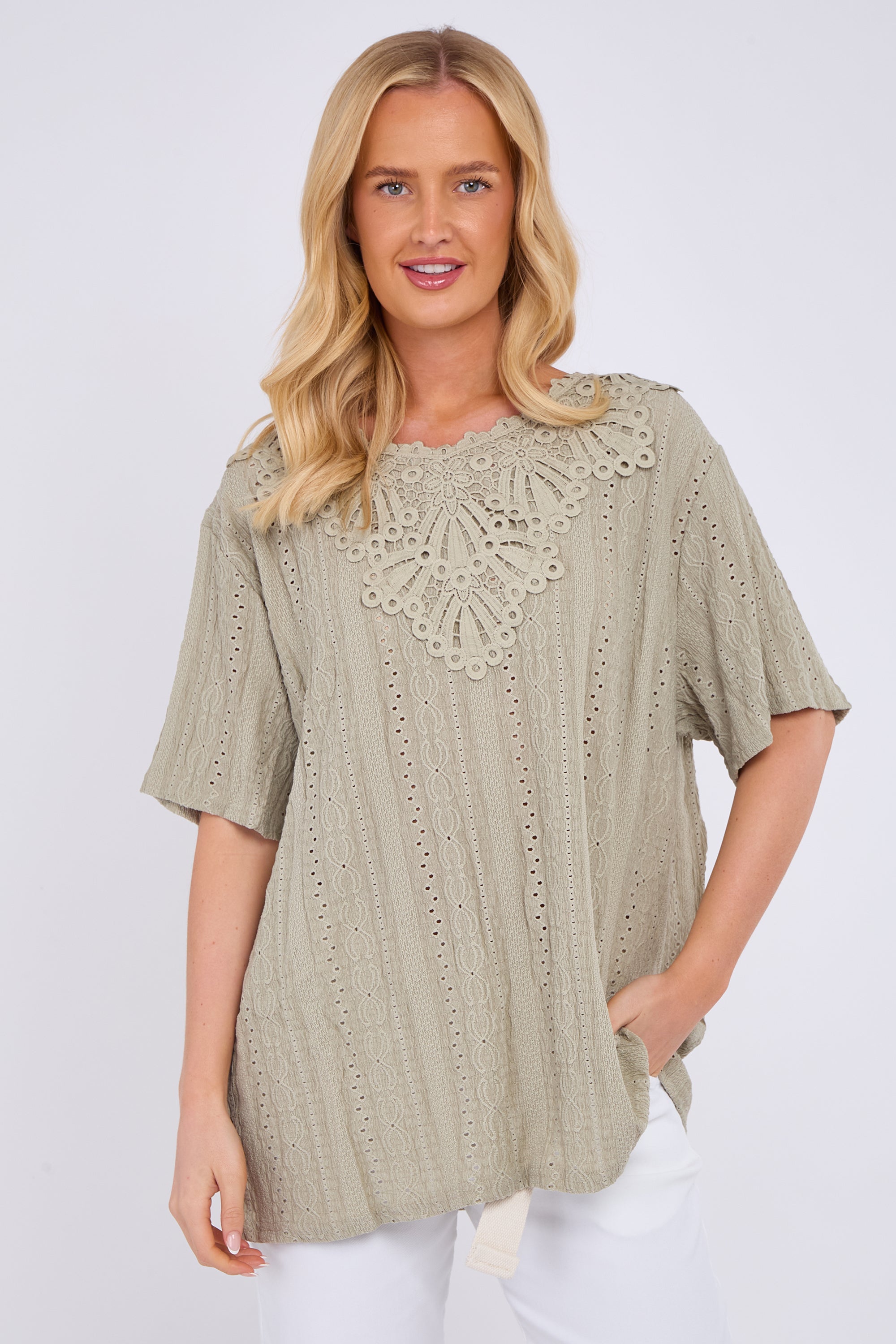 Broderie Lace Panel Top