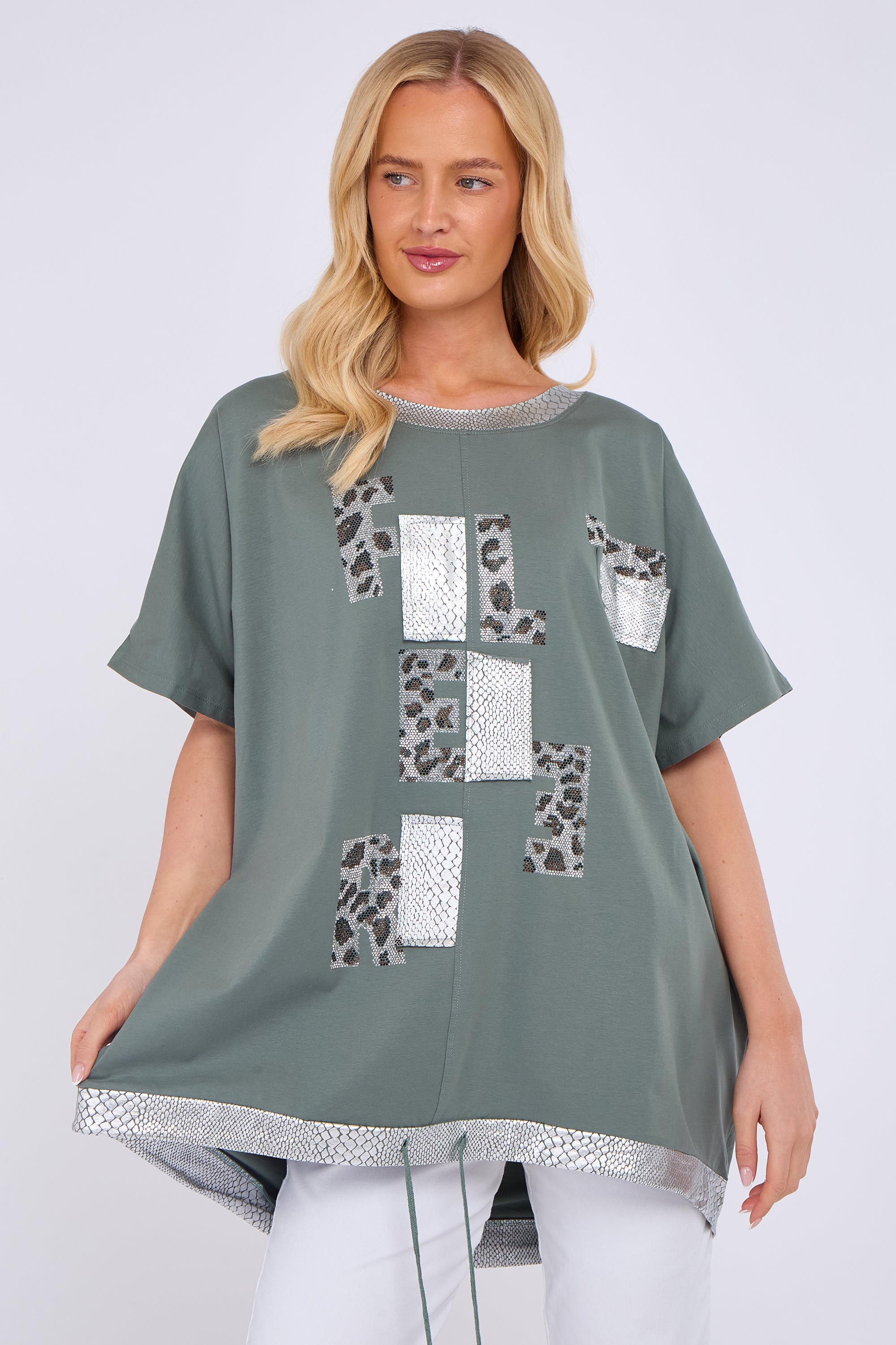 Animal Print Patch Detail Top