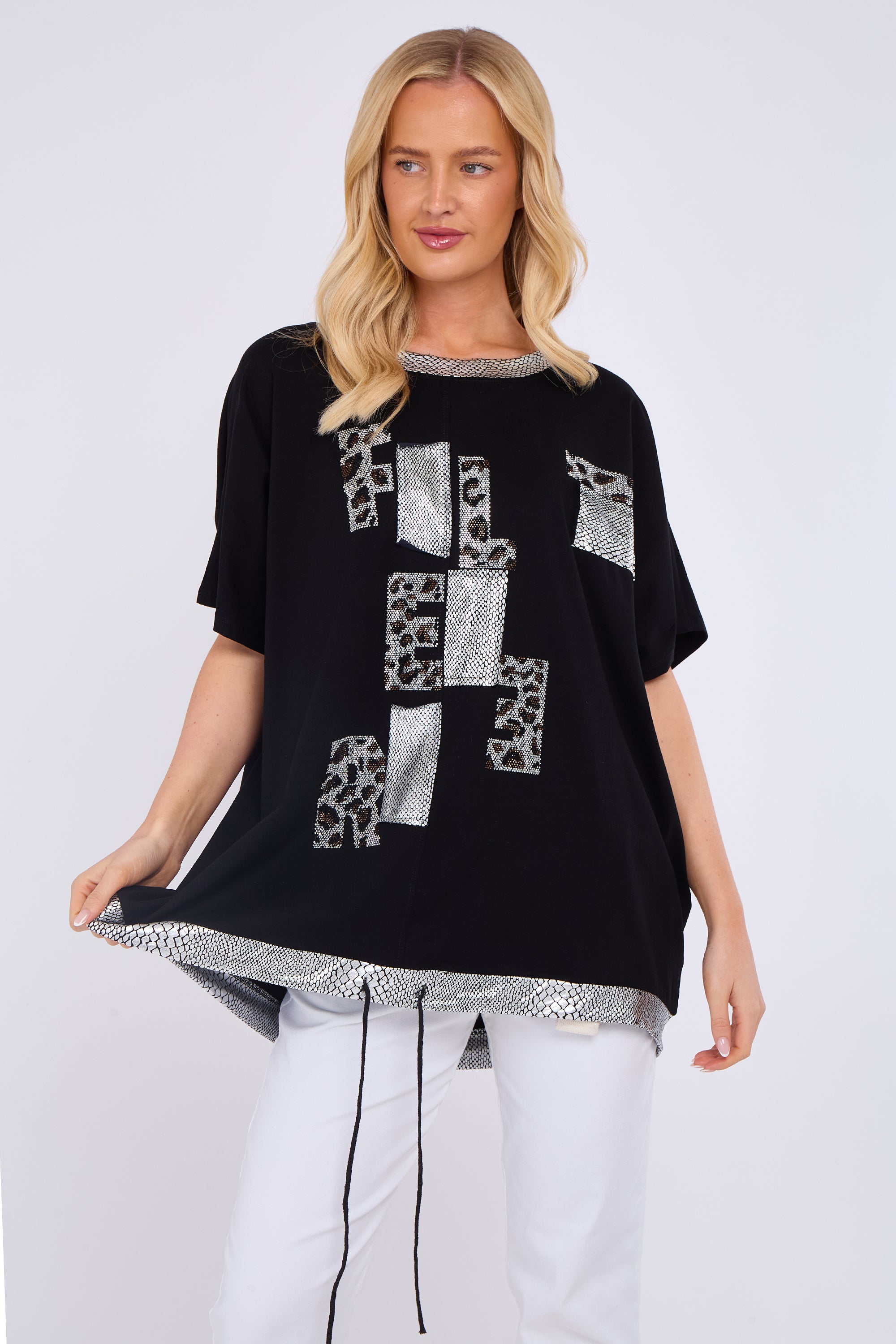 Animal Print Patch Detail Top