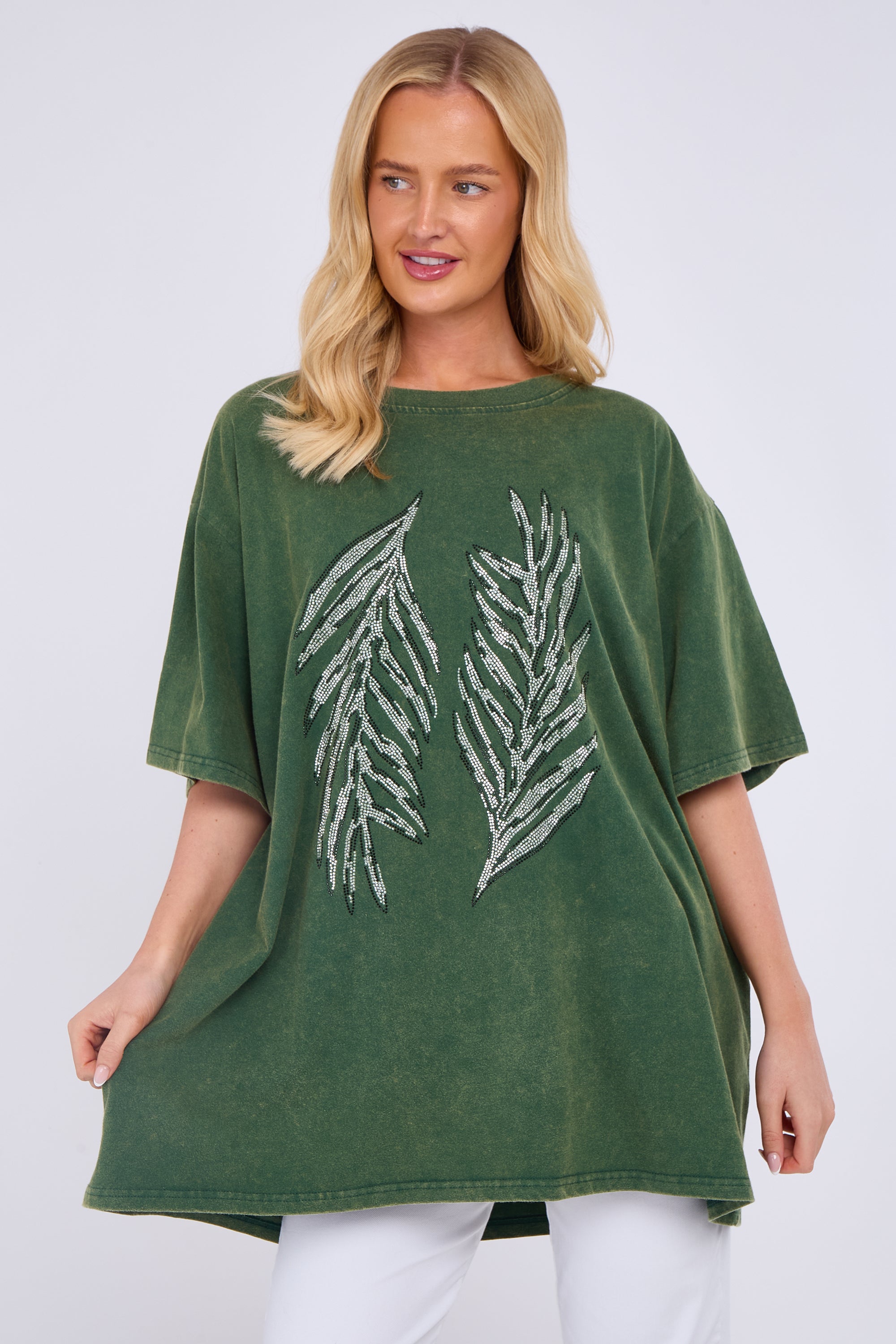 Angel Wing Embellished Oversized Top
