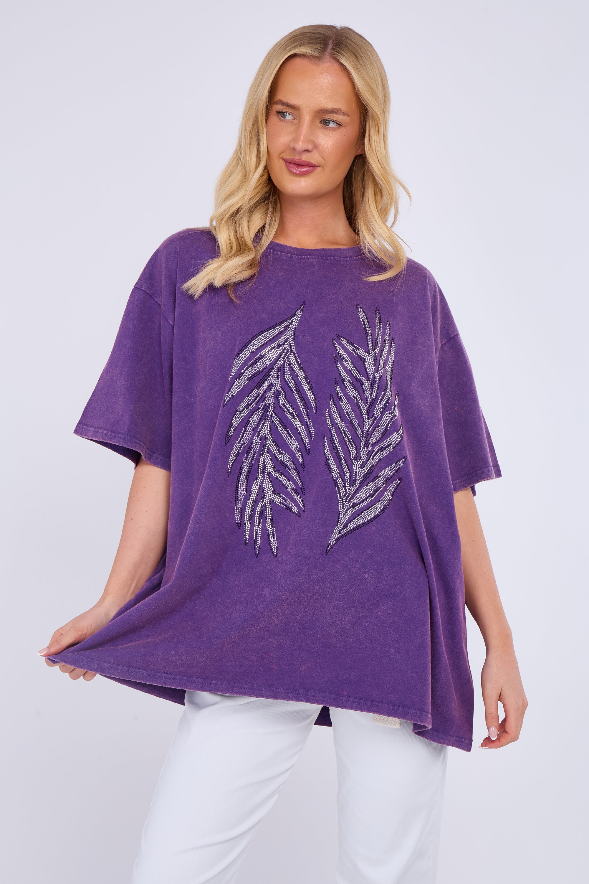 Angel Wing Embellished Oversized Top