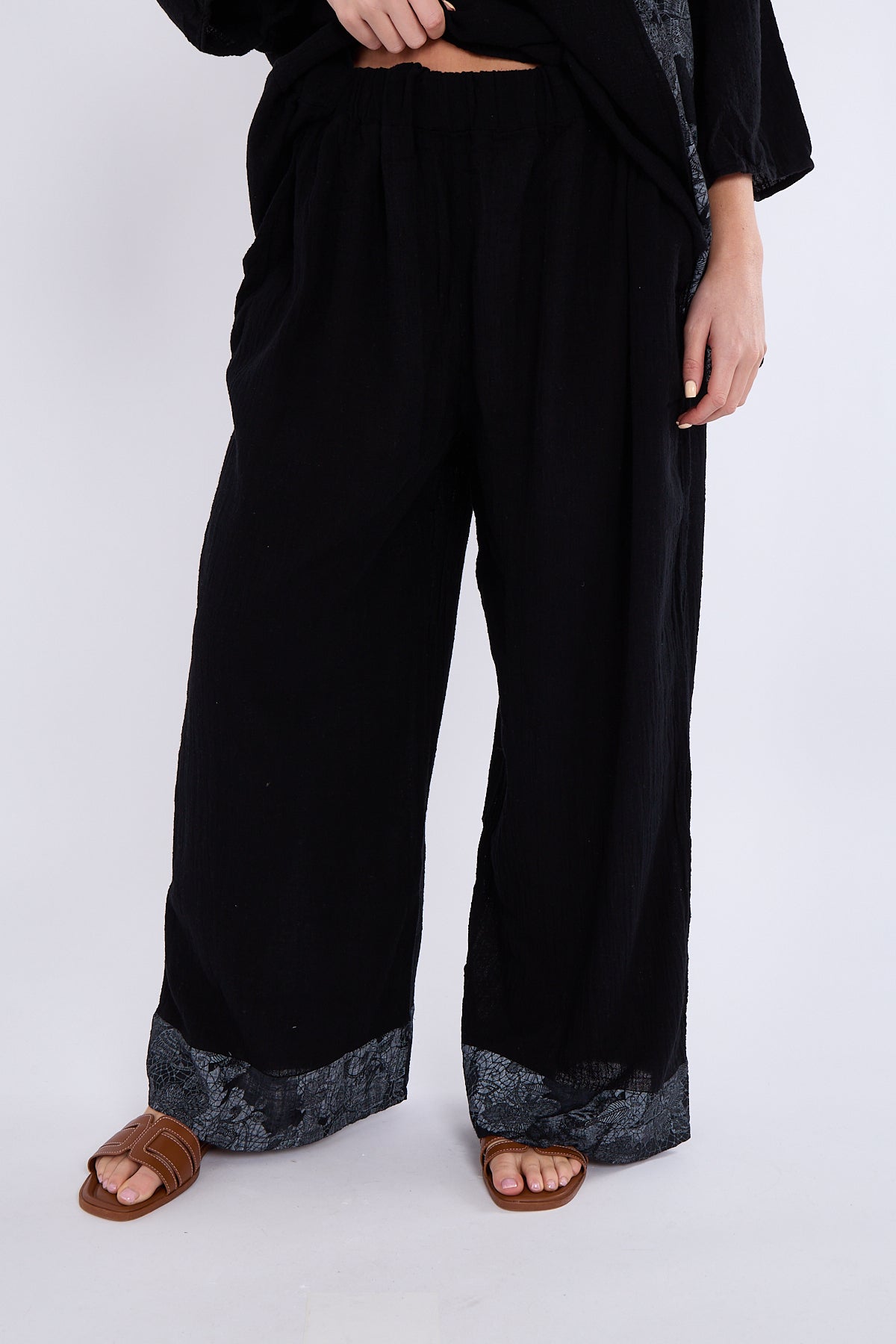 Asymmetric Print Button Detail Top & Trouser Co Ord Set