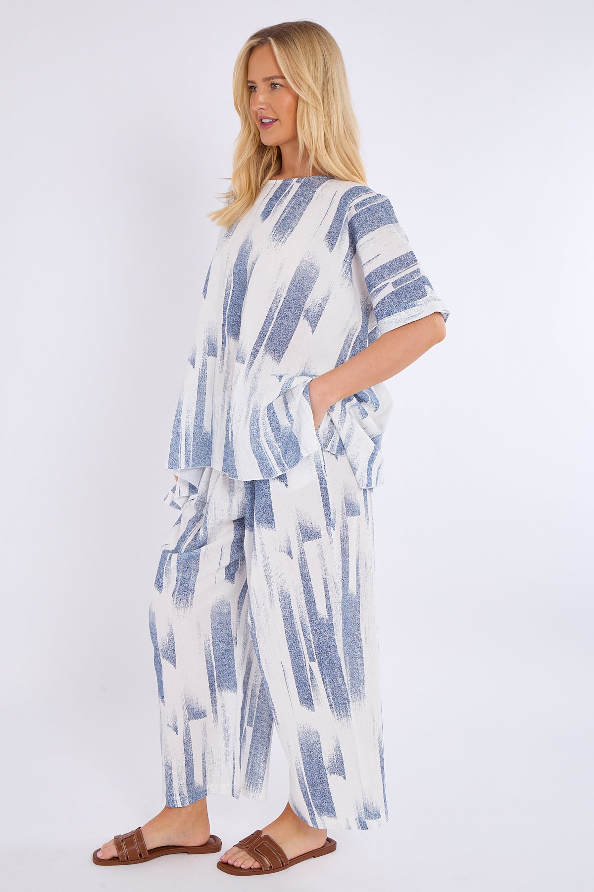 Abstract Print Top & Wide Leg Trouser Co-Ord Set