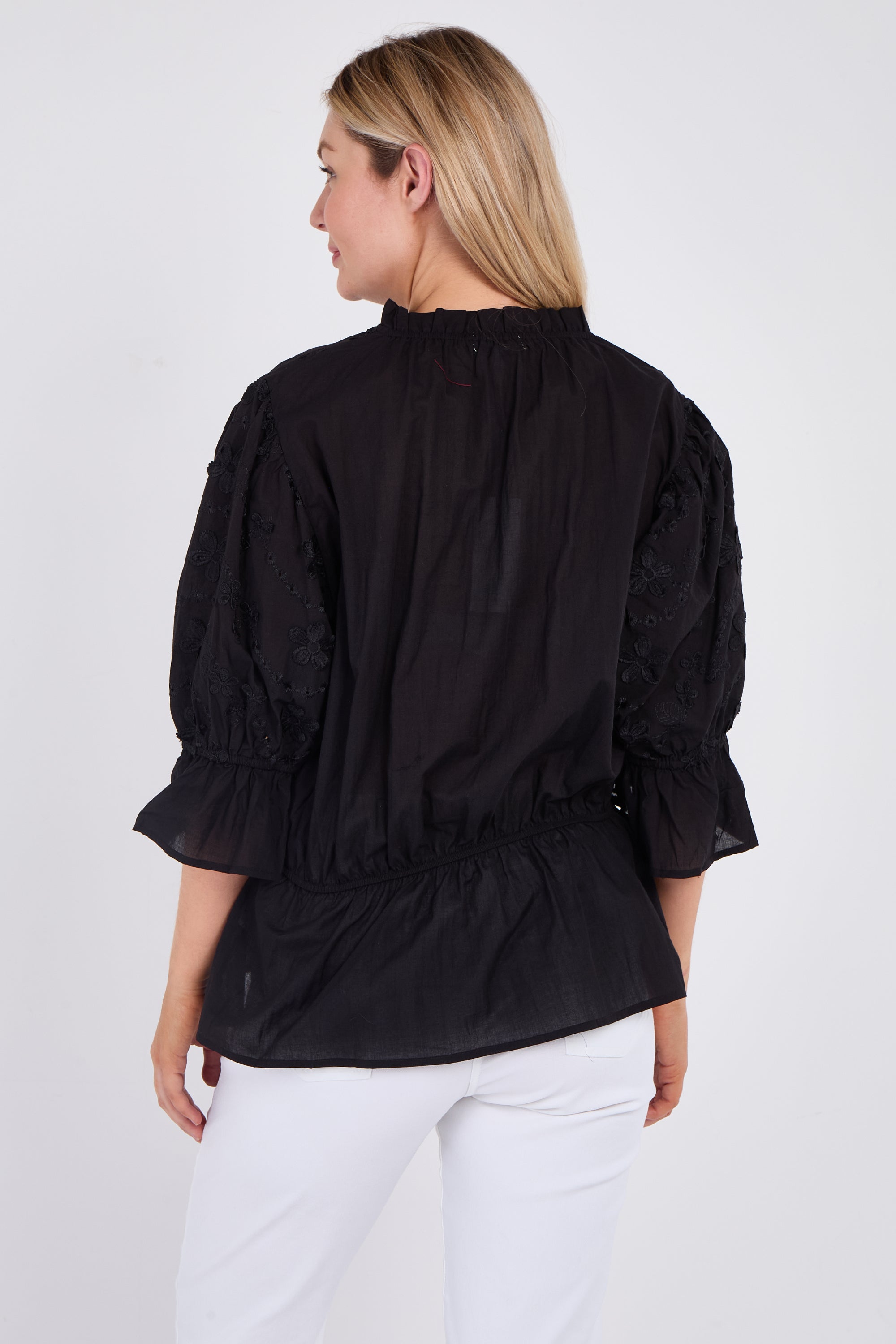 Floral Embroidered Peplum Blouse