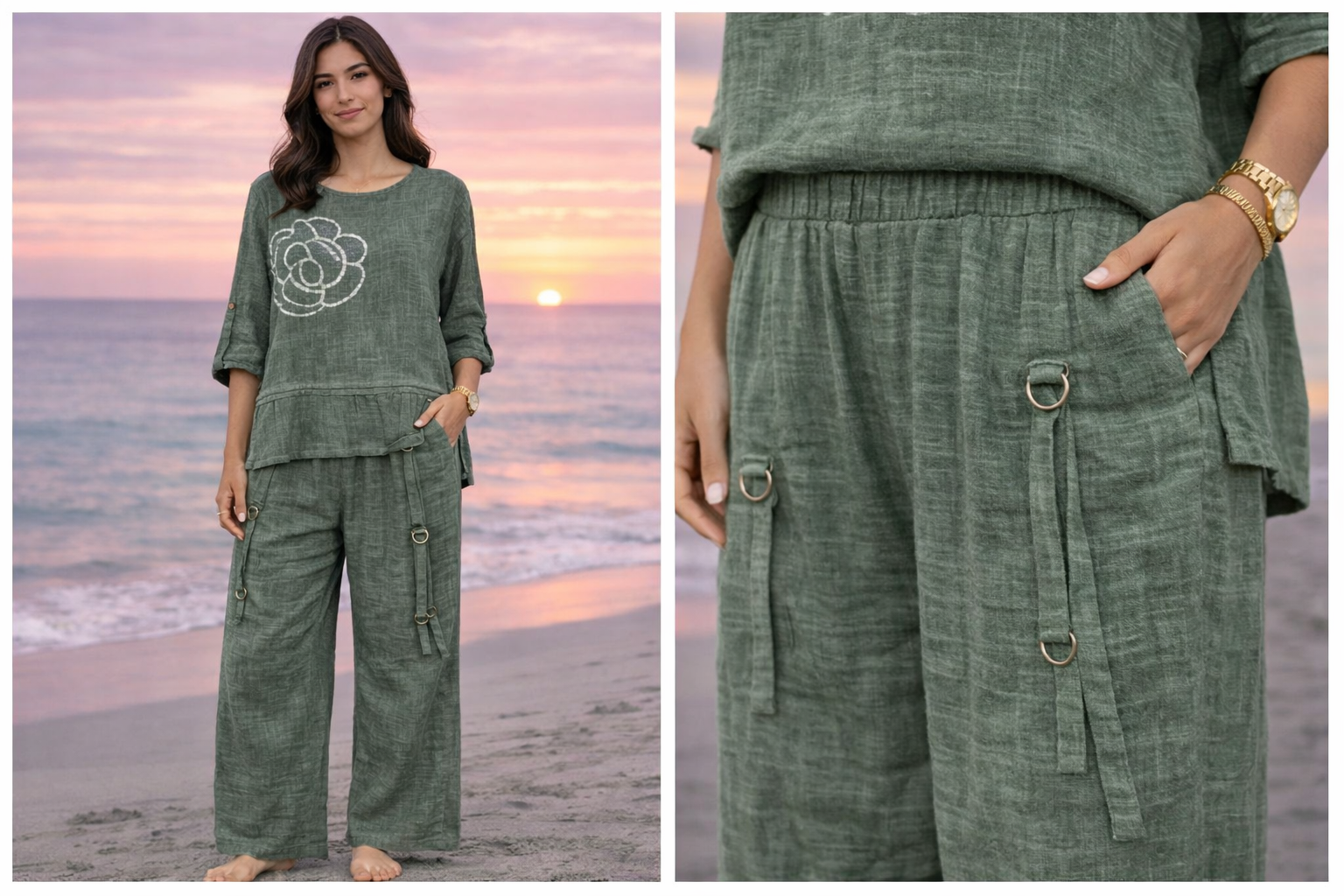 Rose Appliqué Cargo Co-ord Set