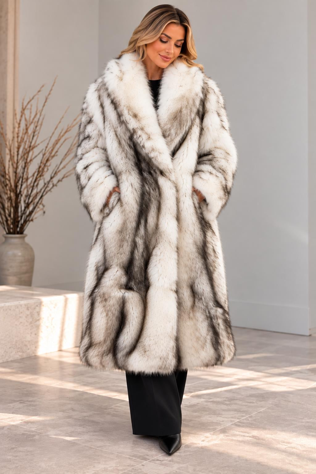 Statement Longline Fur Coat