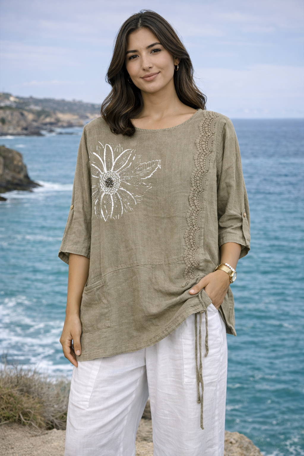 Floral Appliqué Layered Top