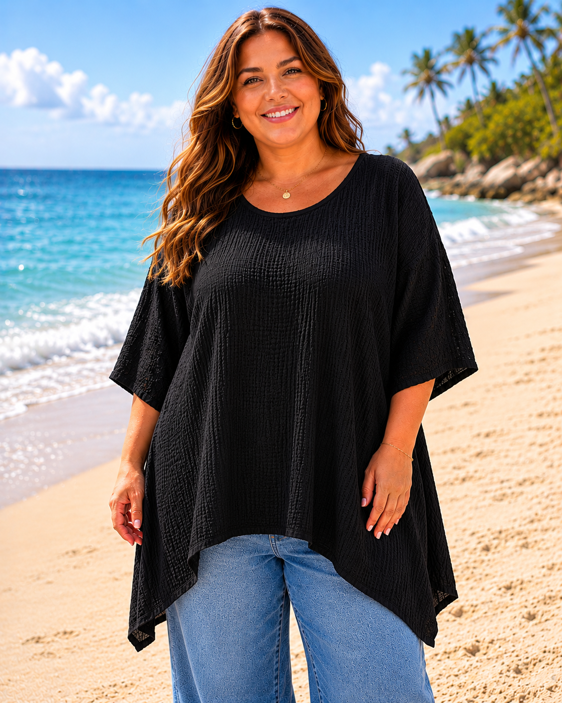 Sage Green Oversized Bubble Cotton Tunic Top