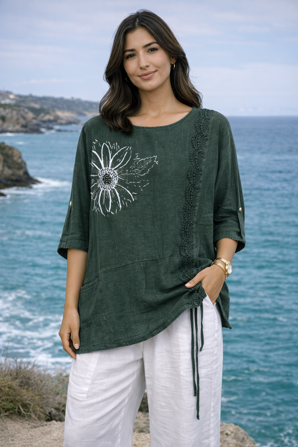 Floral Appliqué Layered Top