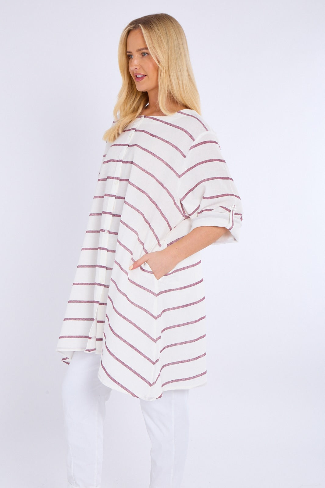 Multi-Stripe Oversized Tunic
