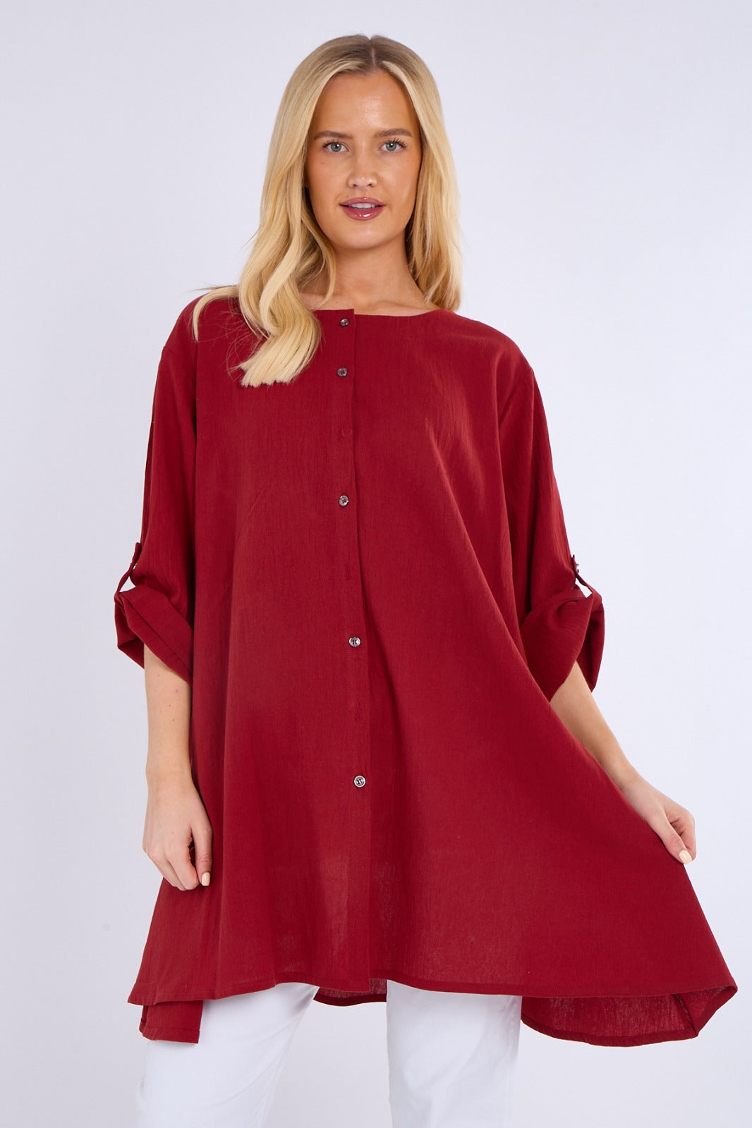 Button-Front Tunic with Pockets
