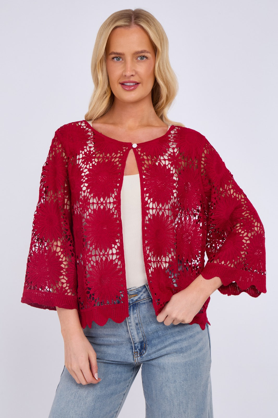 Sunflower Lace Button Front Cardigan