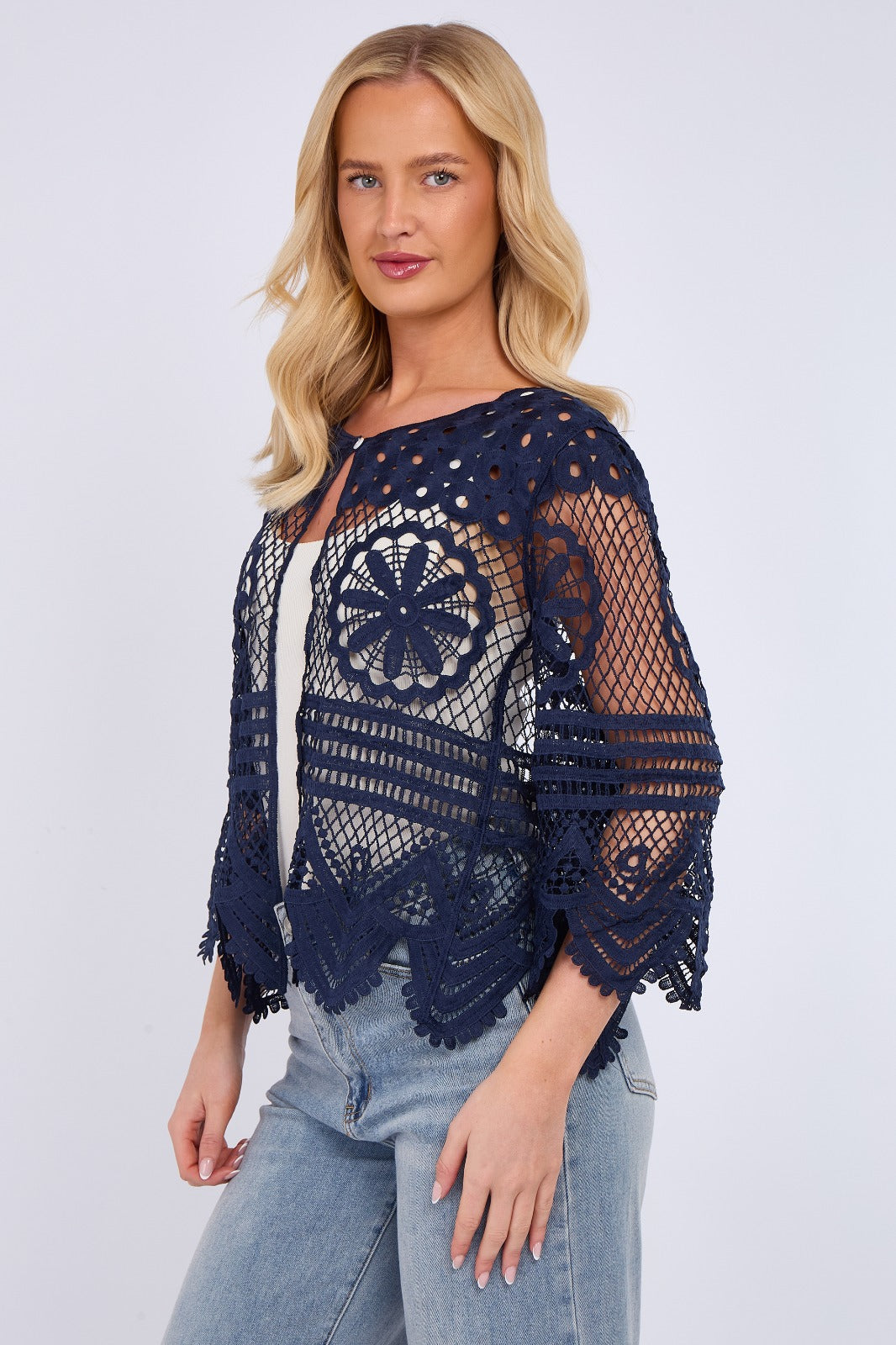 Elegant lace crochet cardigan
