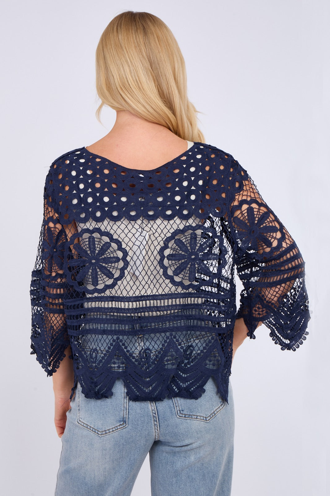 Elegant lace crochet cardigan