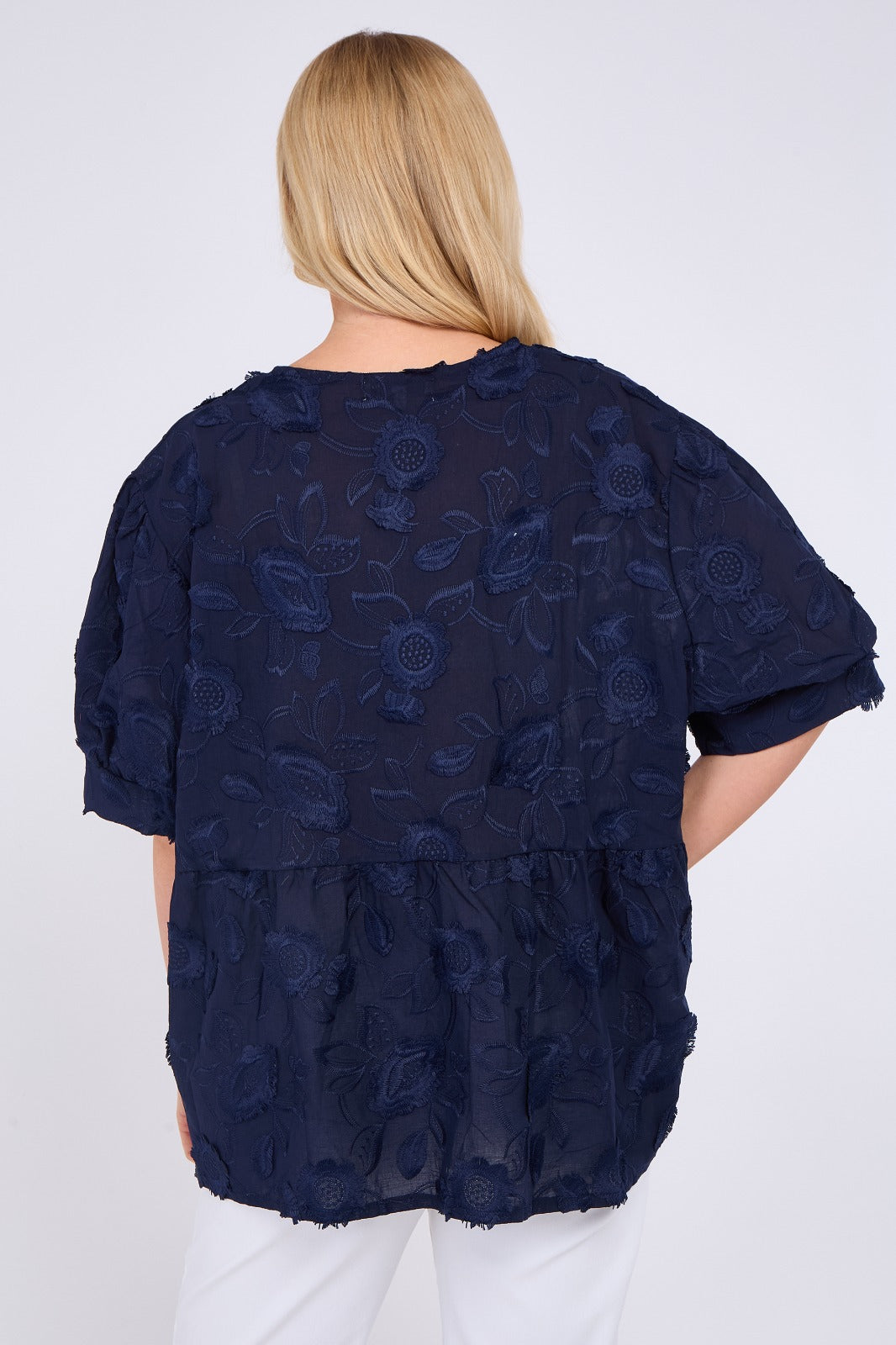 Floral Peplum Blouse with Button Front