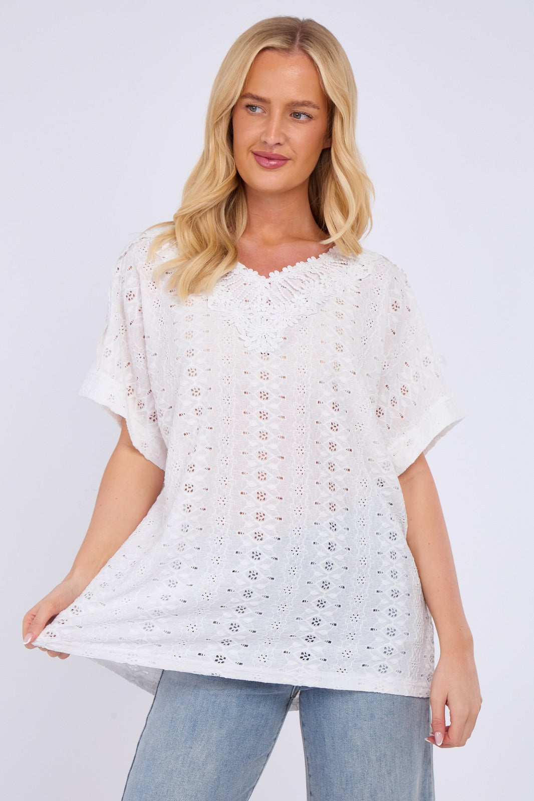 V-Neck Embroidered Top