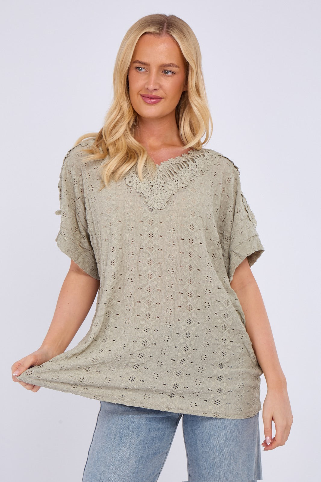V-Neck Embroidered Top
