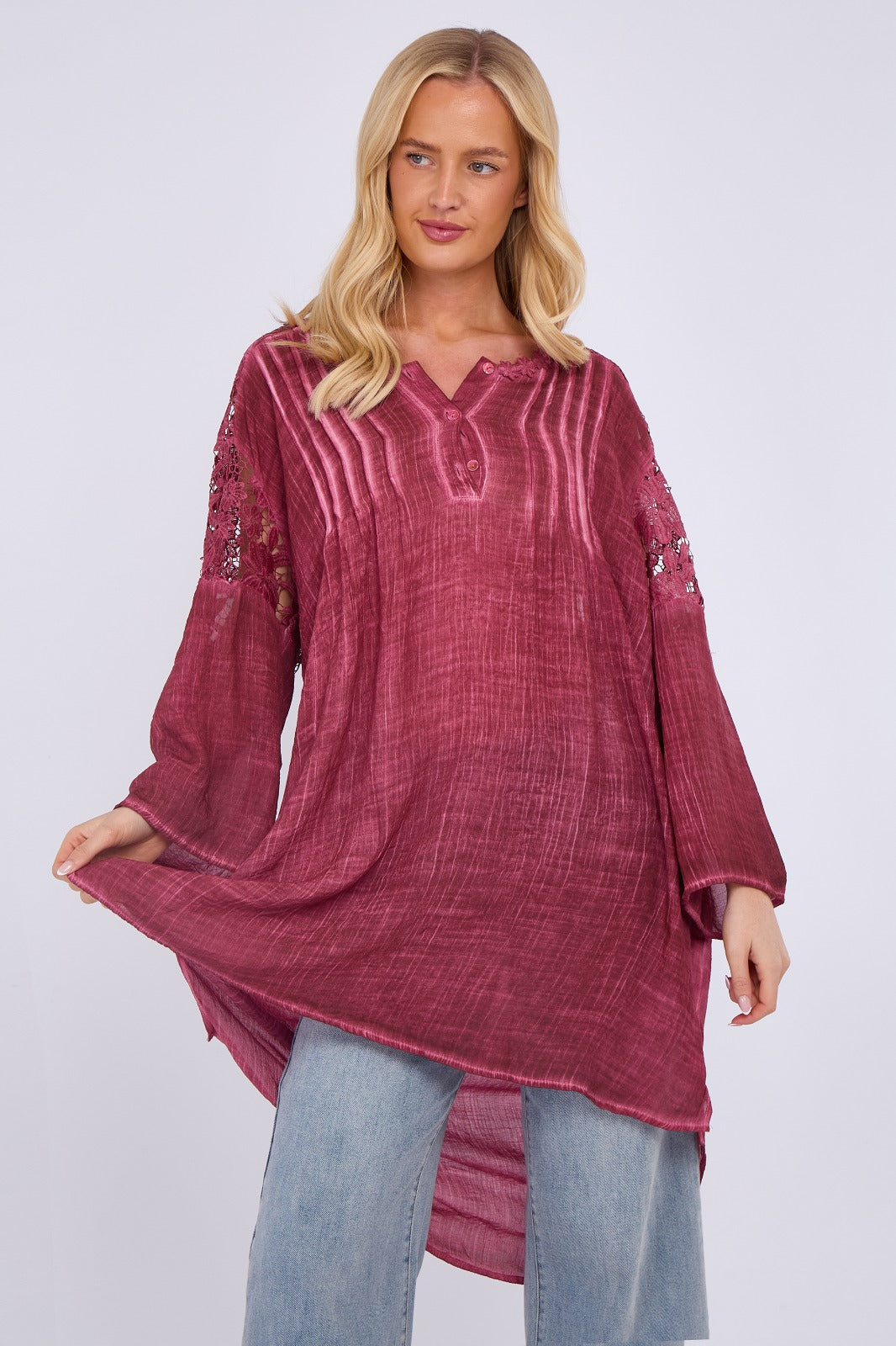 Embroidered Long Floral Tunic