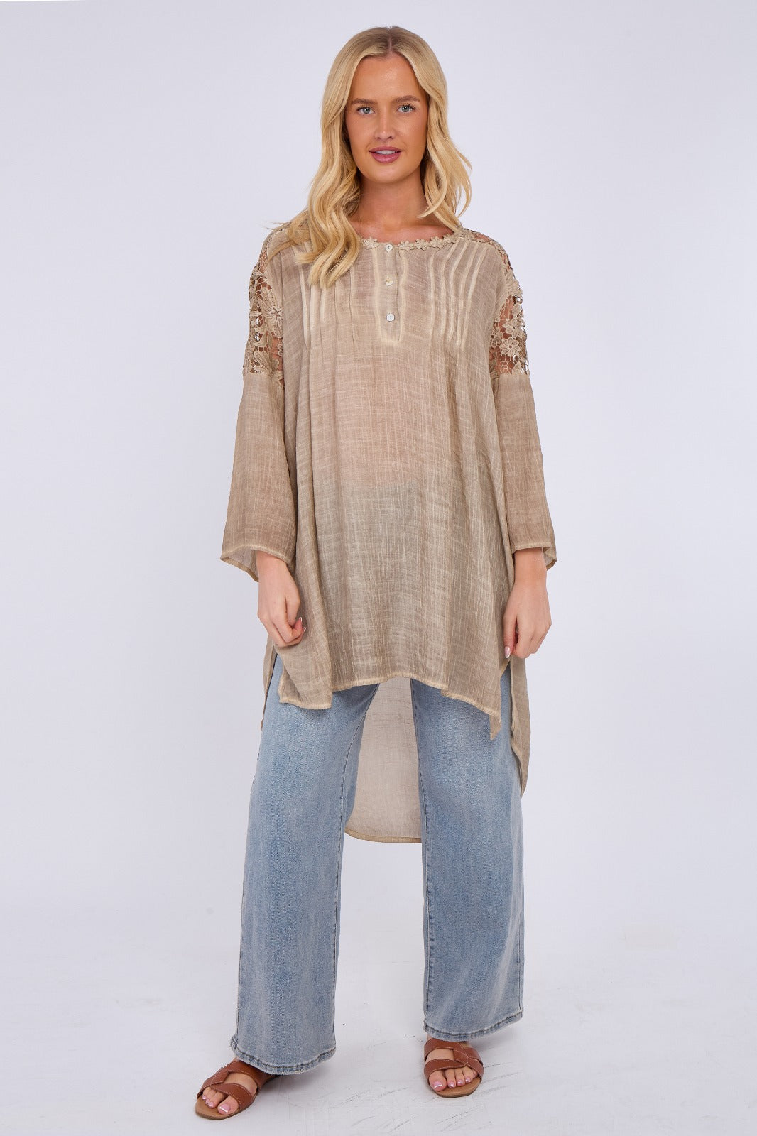 Embroidered Long Floral Tunic