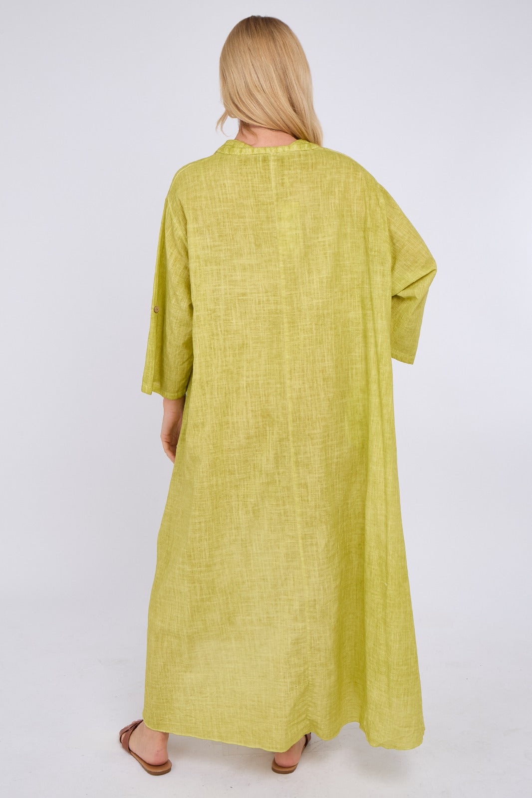 Linen Blend Tiered Maxi Dress with Crochet Trim Detail