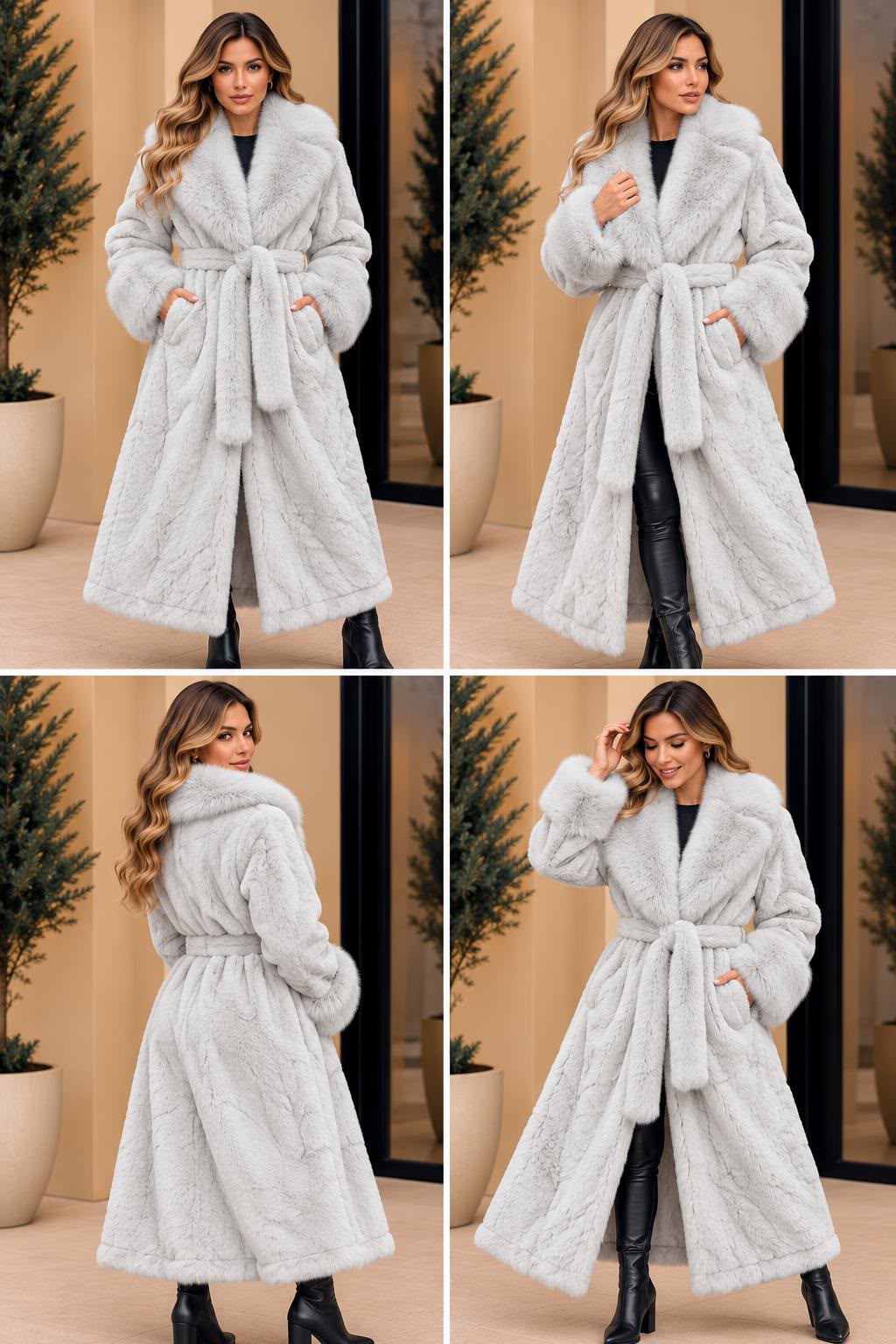 Longline Belted Fur Coat