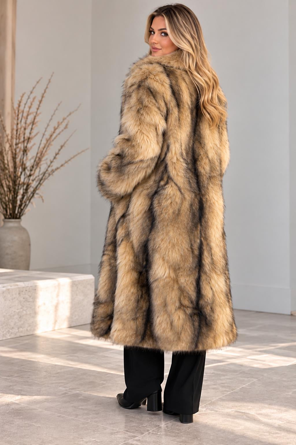 Statement Longline Fur Coat