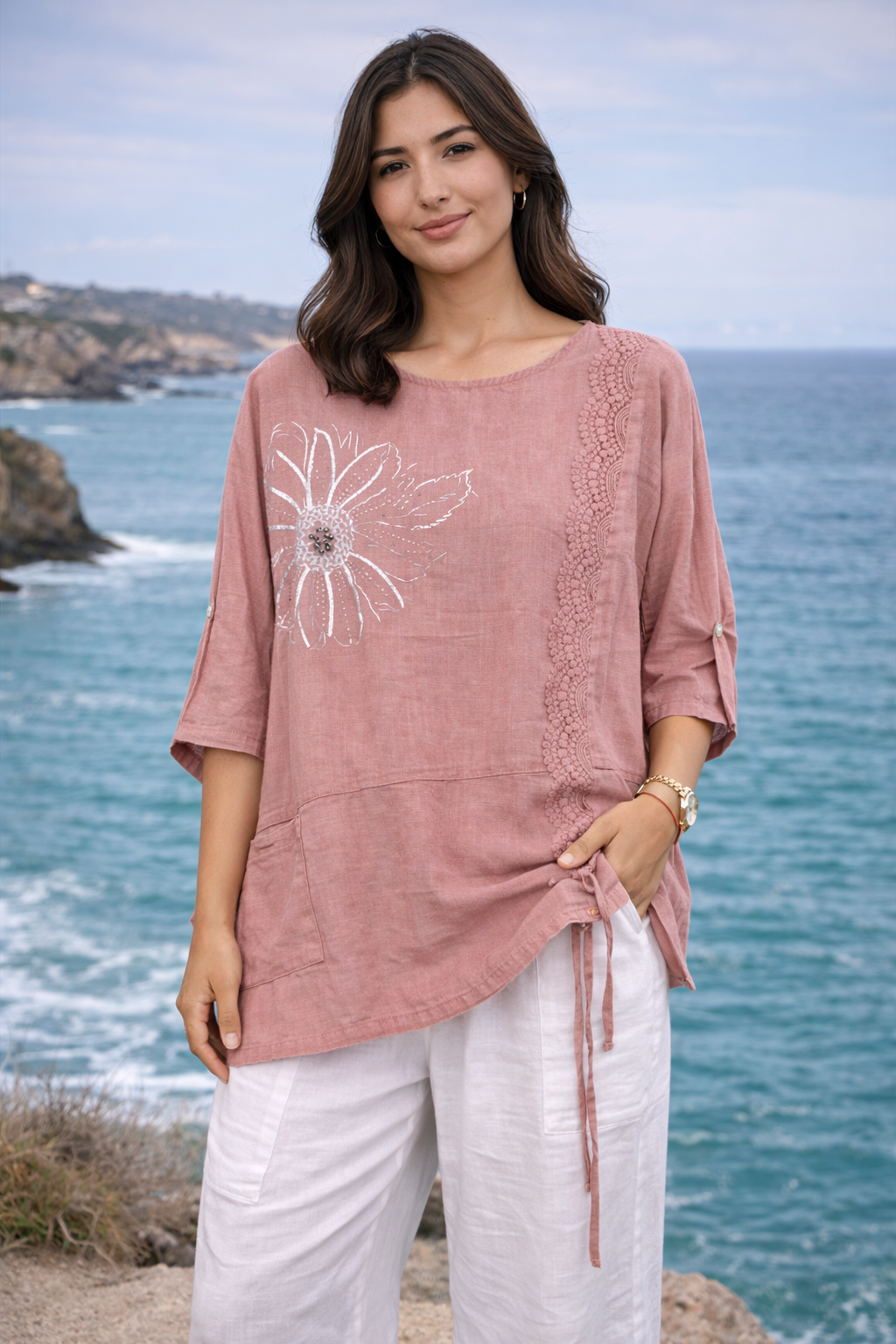 Floral Appliqué Layered Top