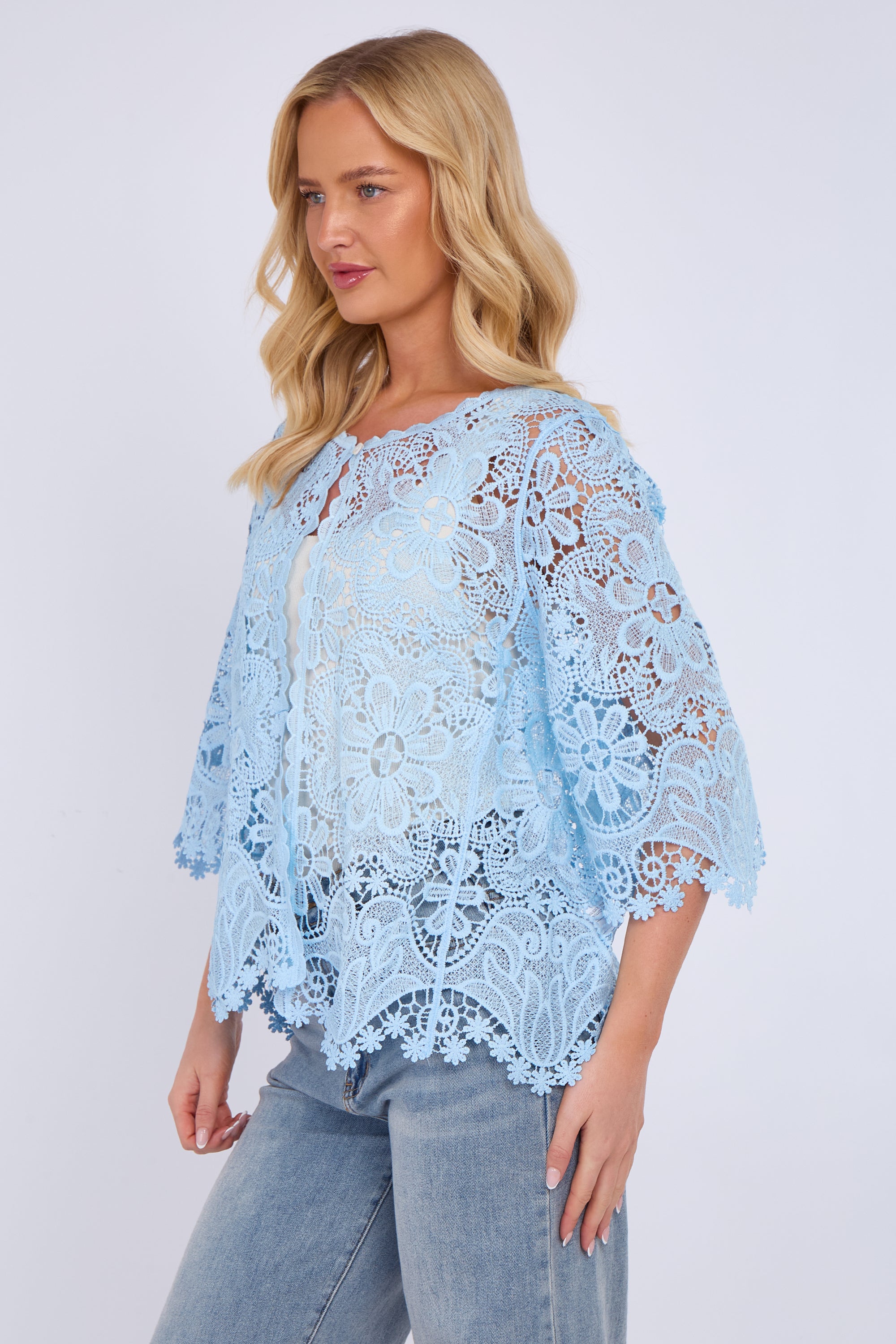 Floral Lace Button Front Cardigan