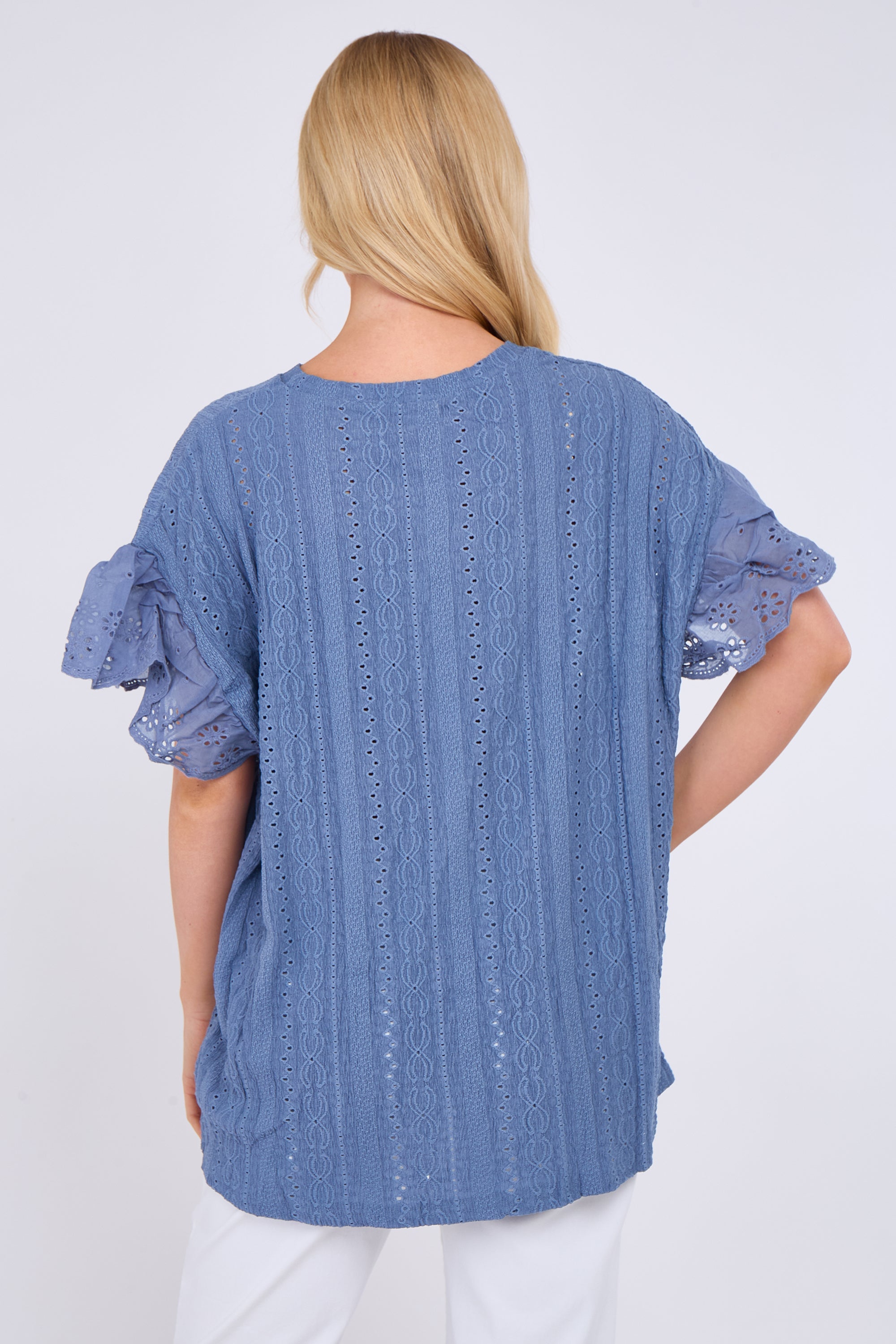 Broderie Frill Sleeve Top