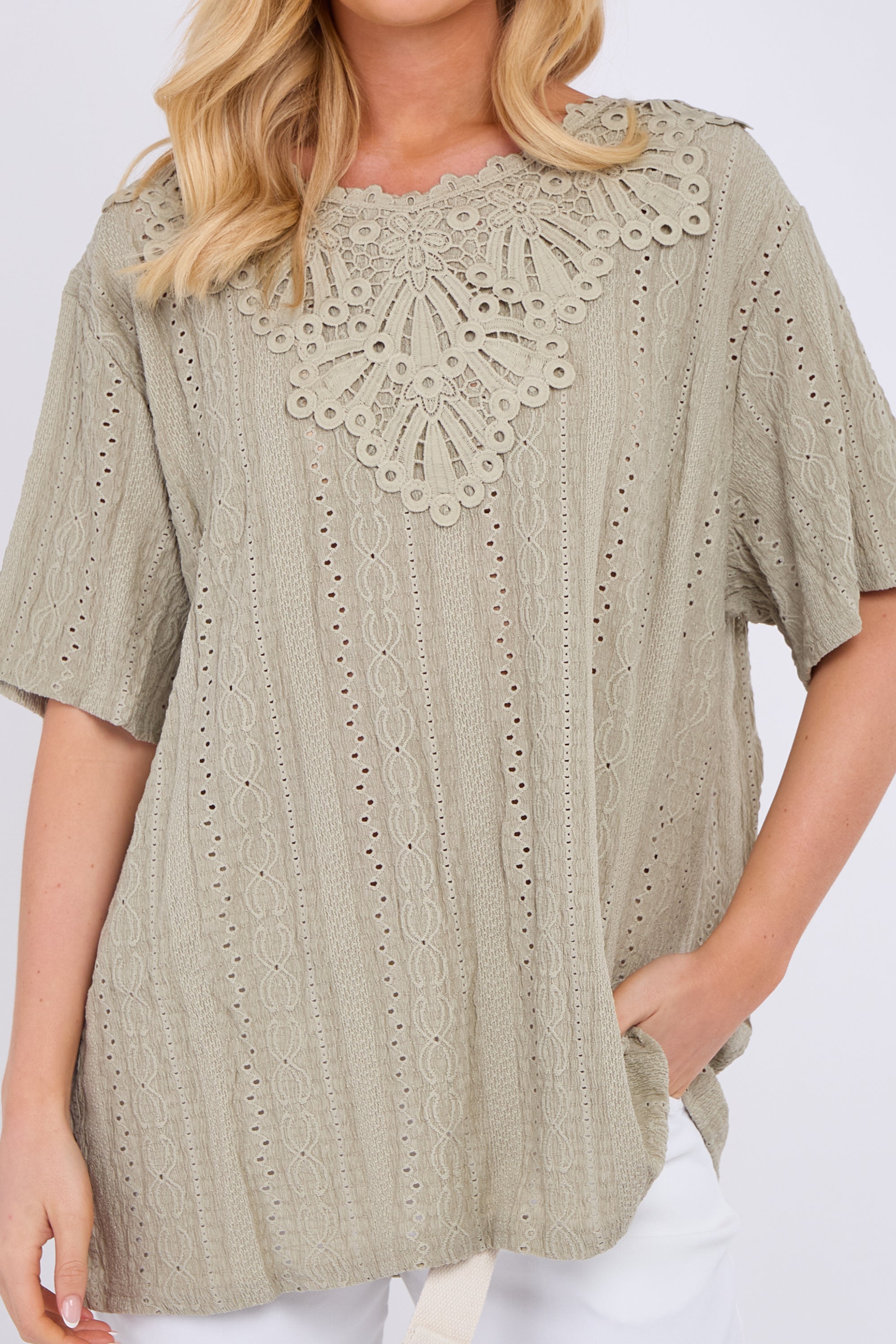 Broderie Lace Panel Top