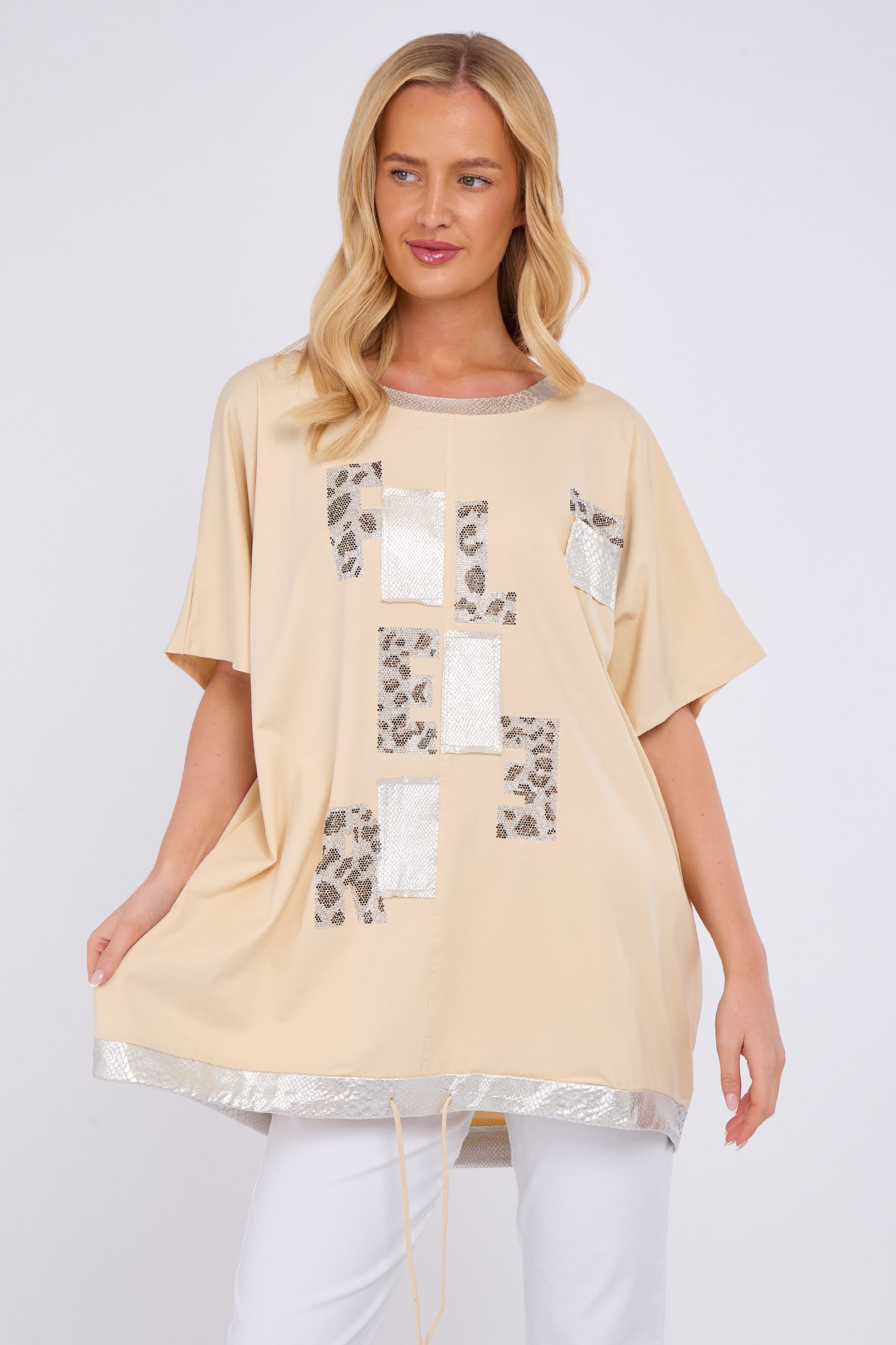 Animal Print Patch Detail Top
