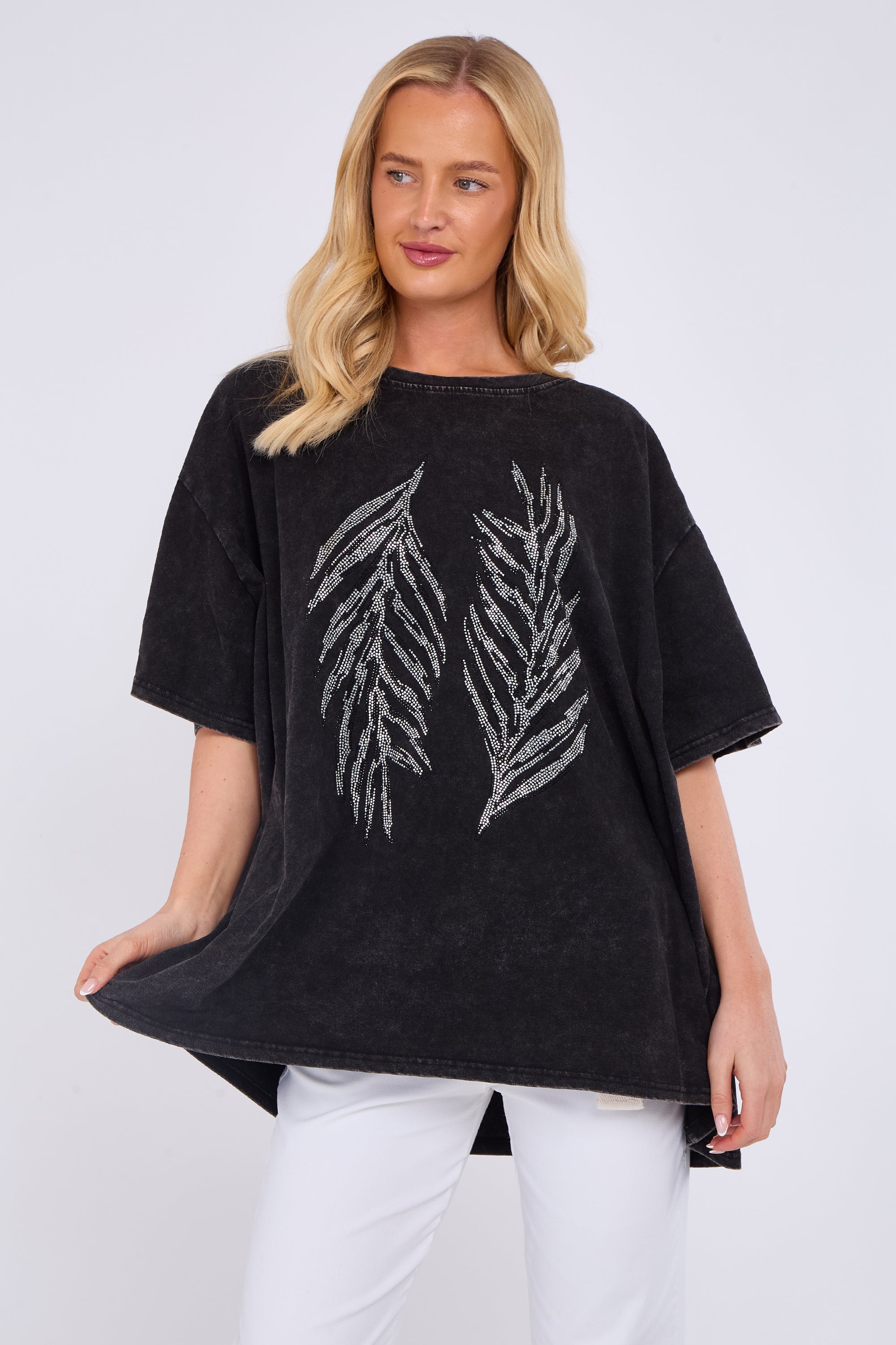 Angel Wing Embellished Oversized Top
