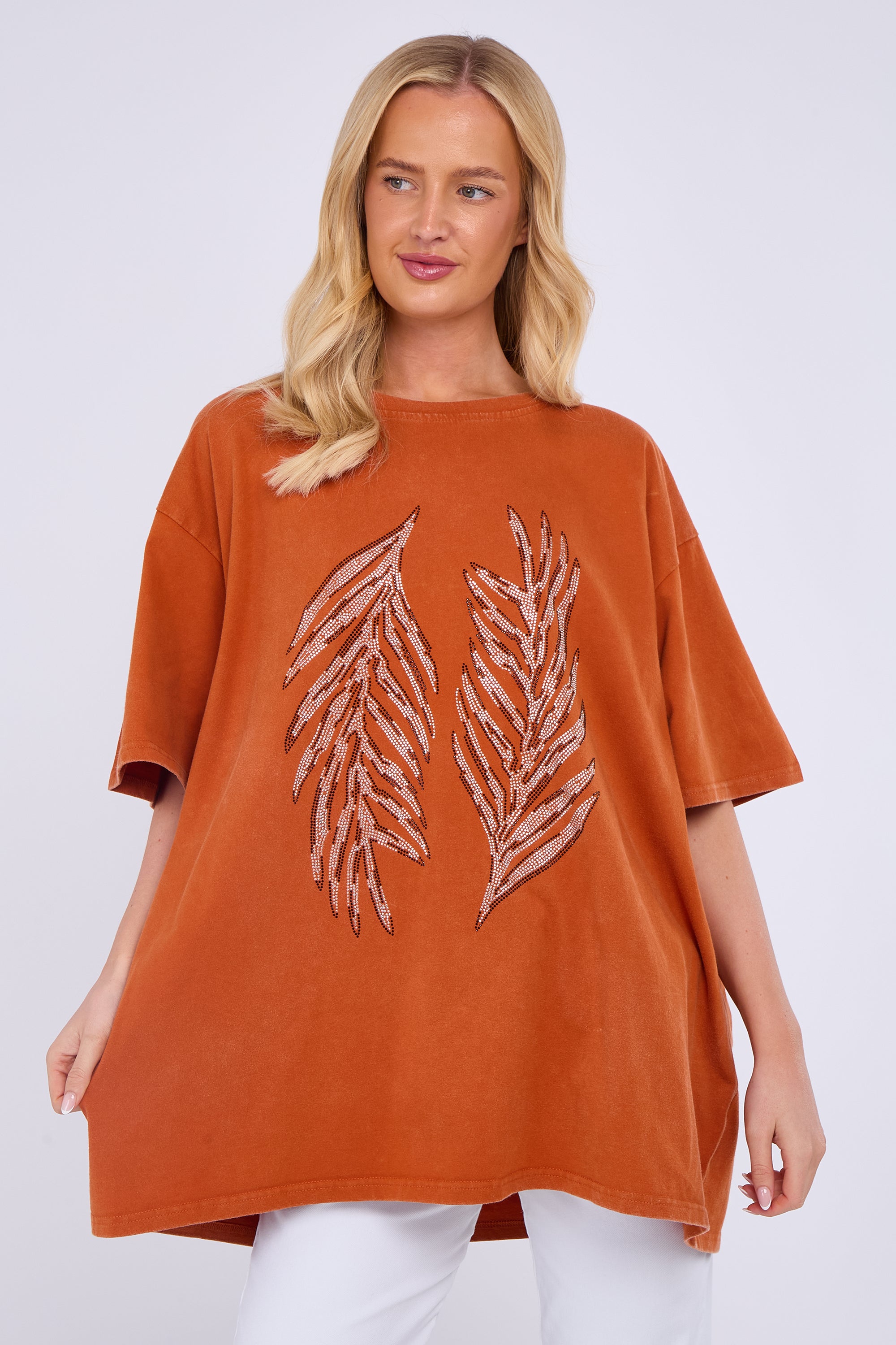 Angel Wing Embellished Oversized Top