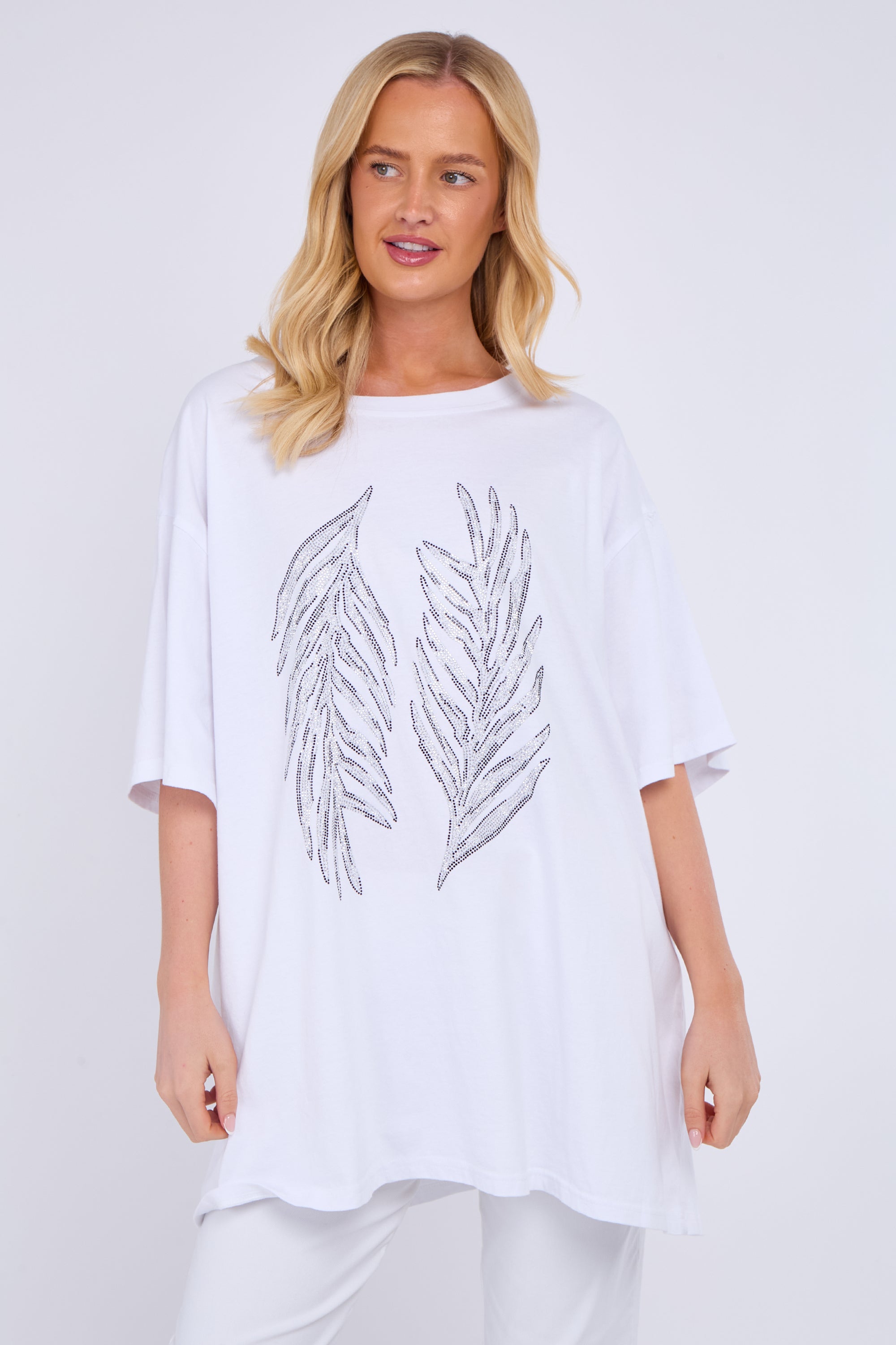 Angel Wing Embellished Oversized Top