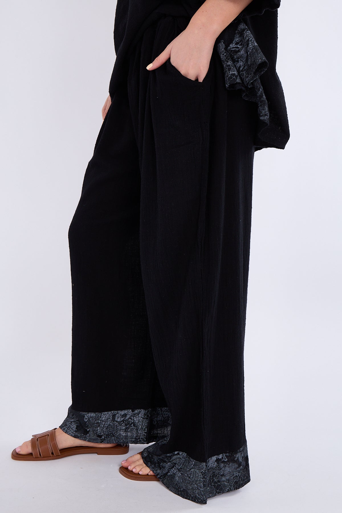 Asymmetric Print Button Detail Top & Trouser Co Ord Set