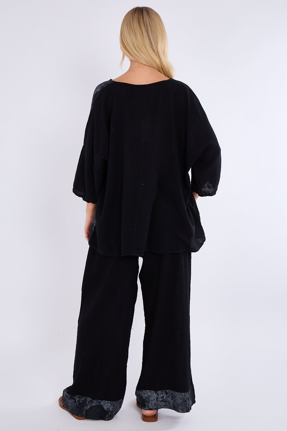 Asymmetric Print Button Detail Top & Trouser Co Ord Set