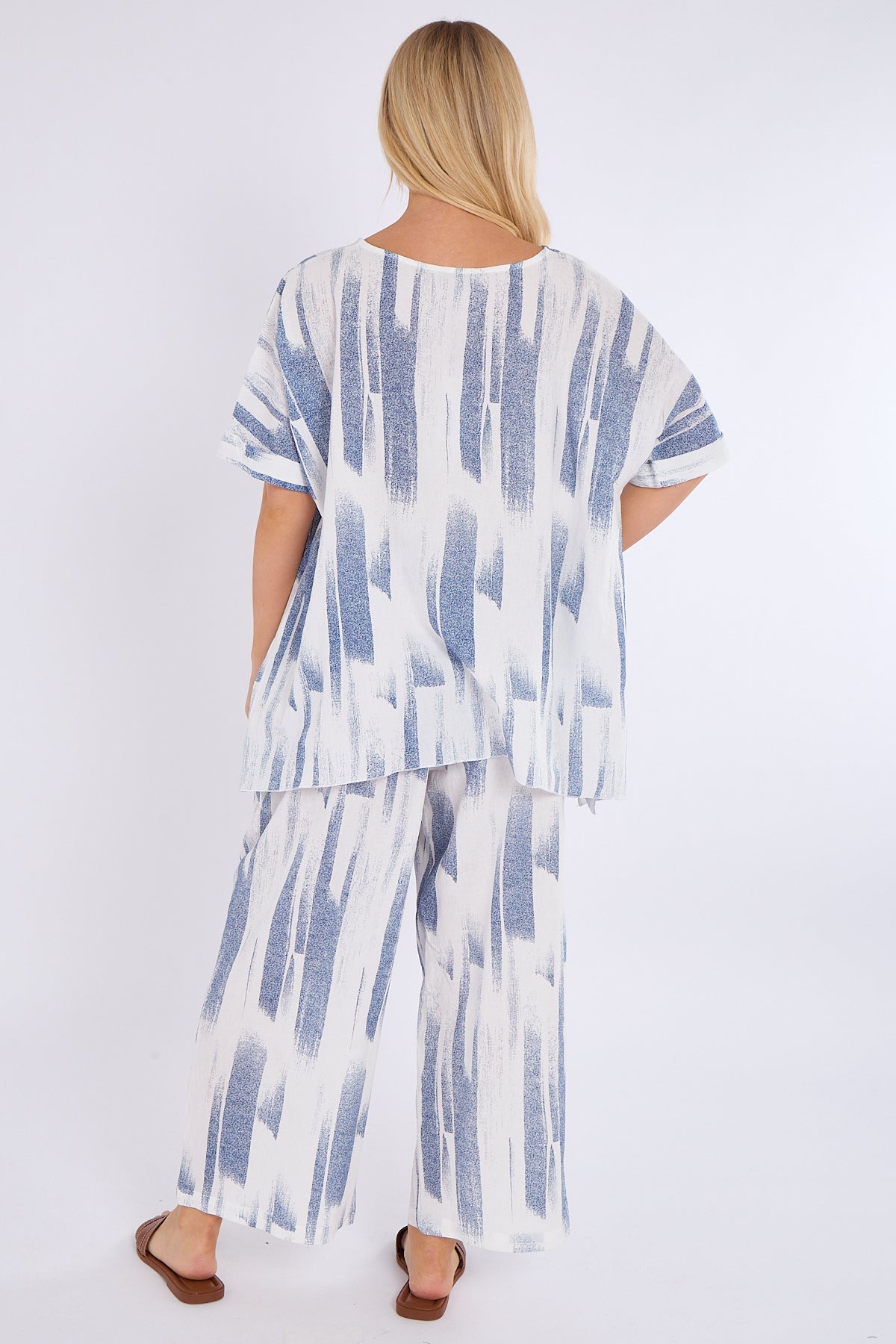 Abstract Print Top & Wide Leg Trouser Co-Ord Set