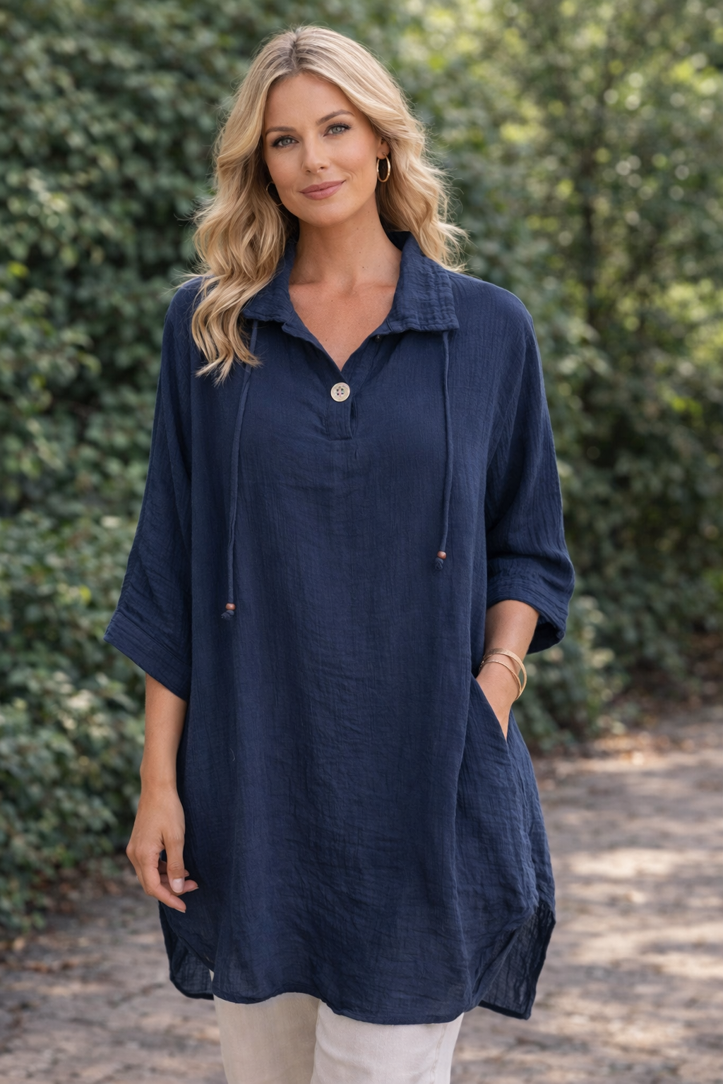 Bubble cotton tunic blouse