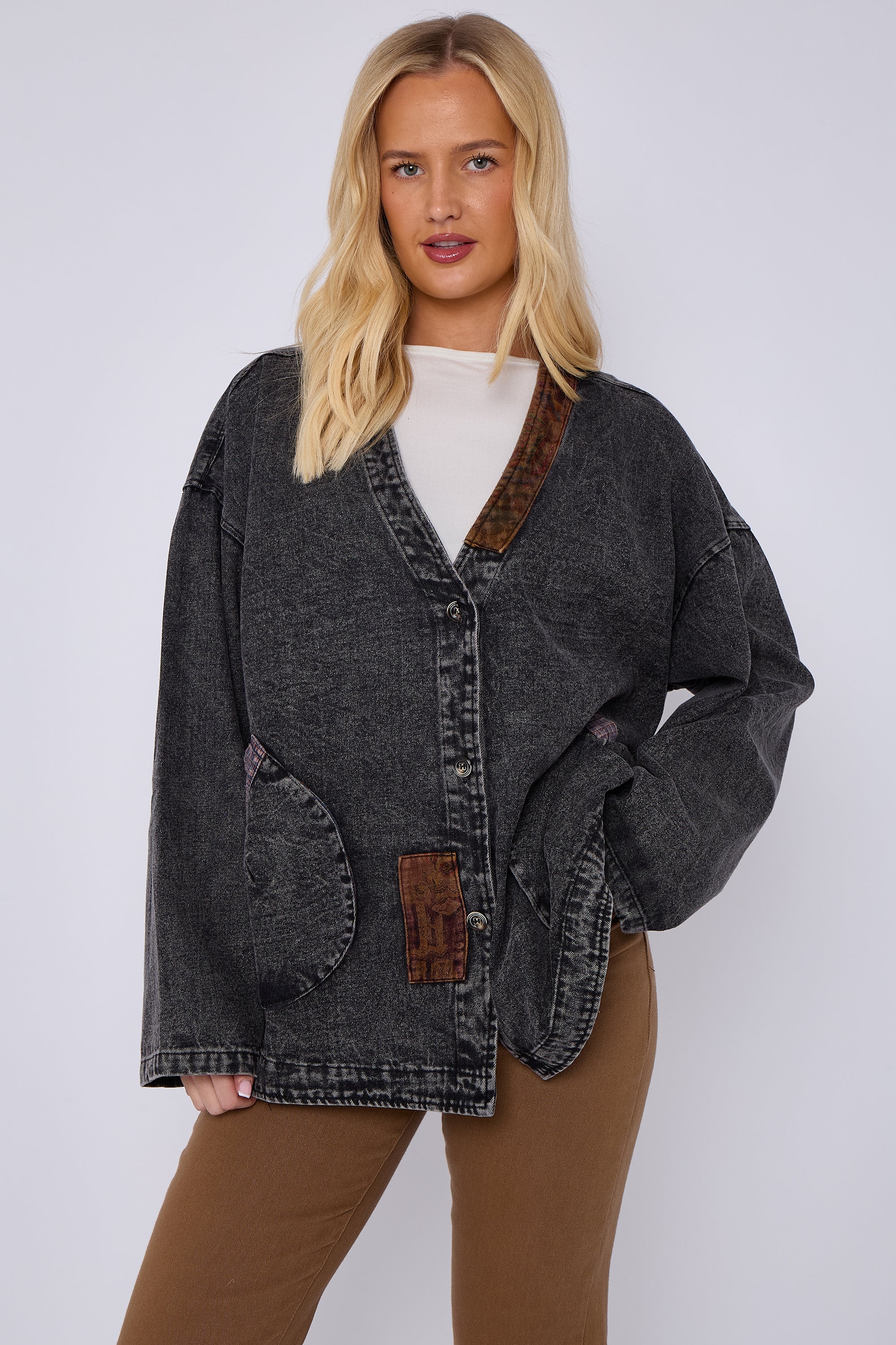 Denim Patch Detail Jacket