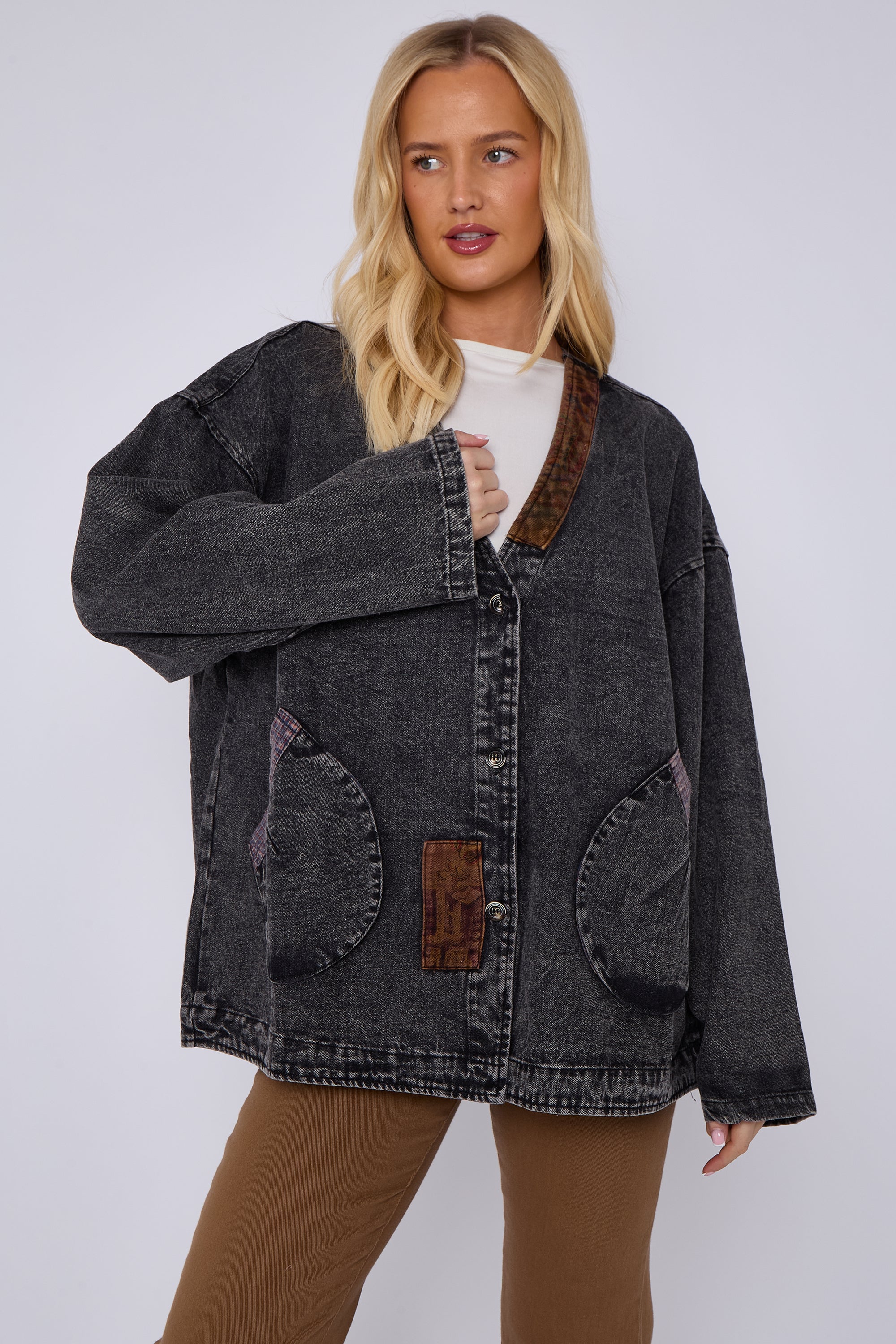 Denim Patch Detail Jacket