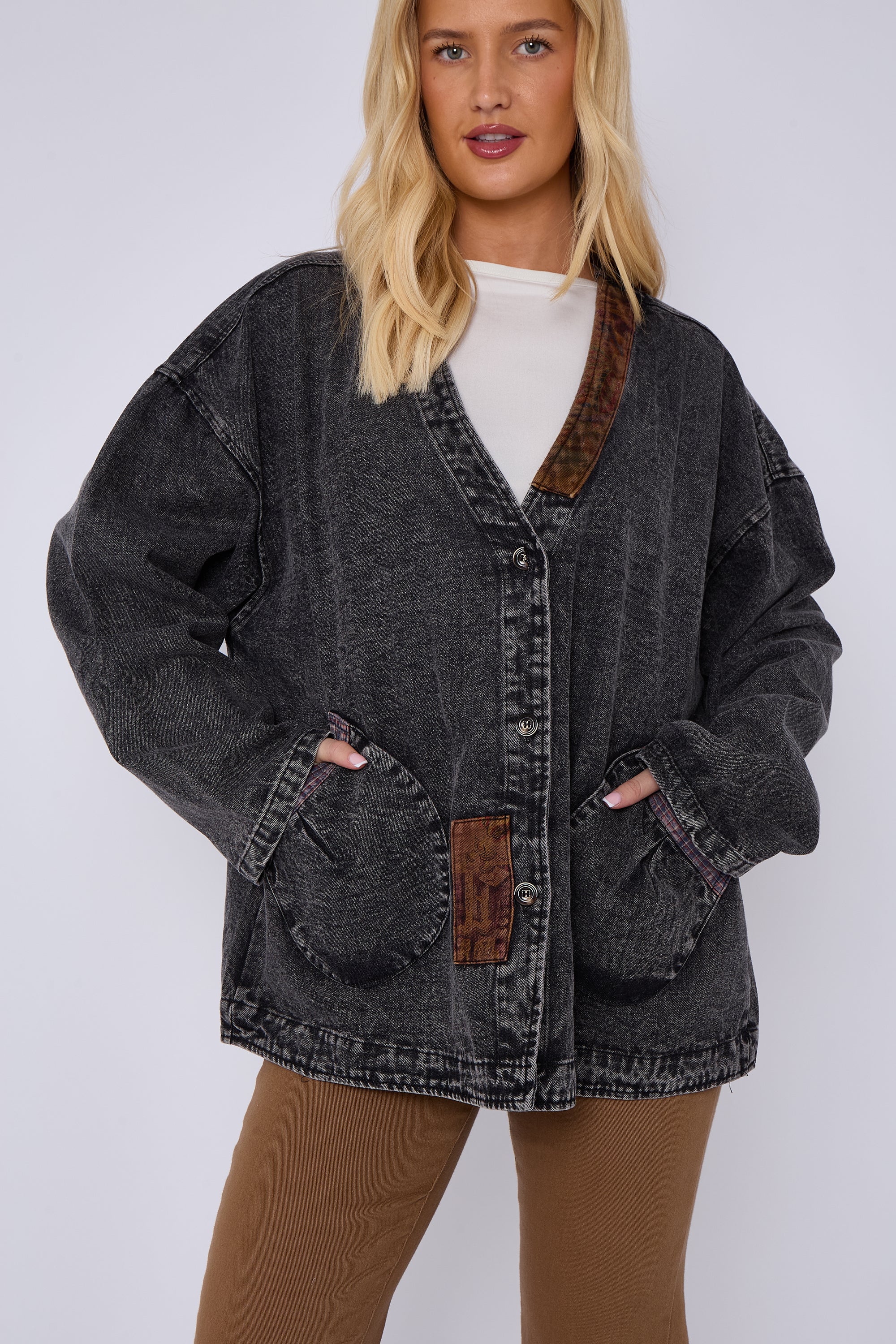 Denim Patch Detail Jacket