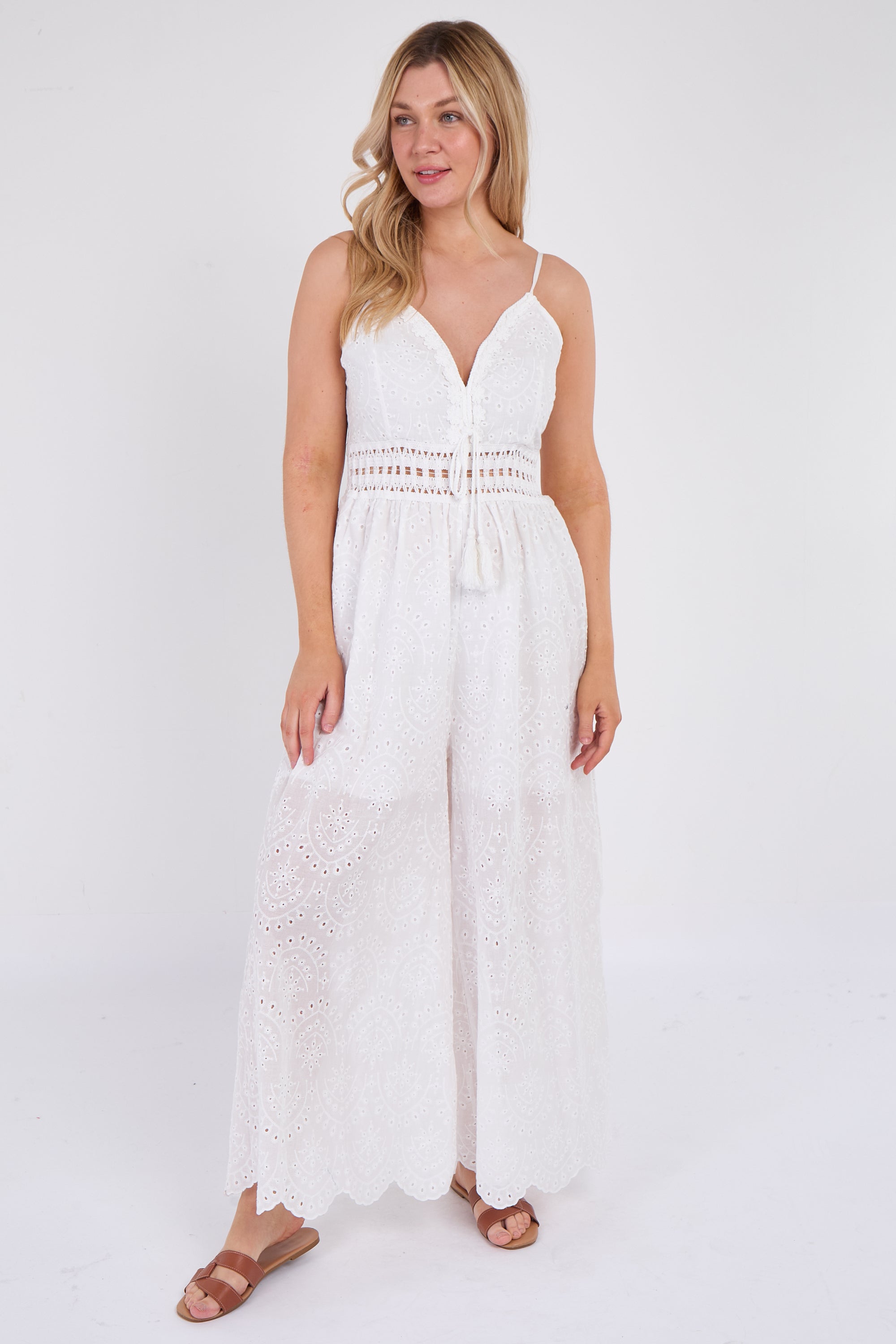 Broderie Lace Wide Leg Jumpsuit
