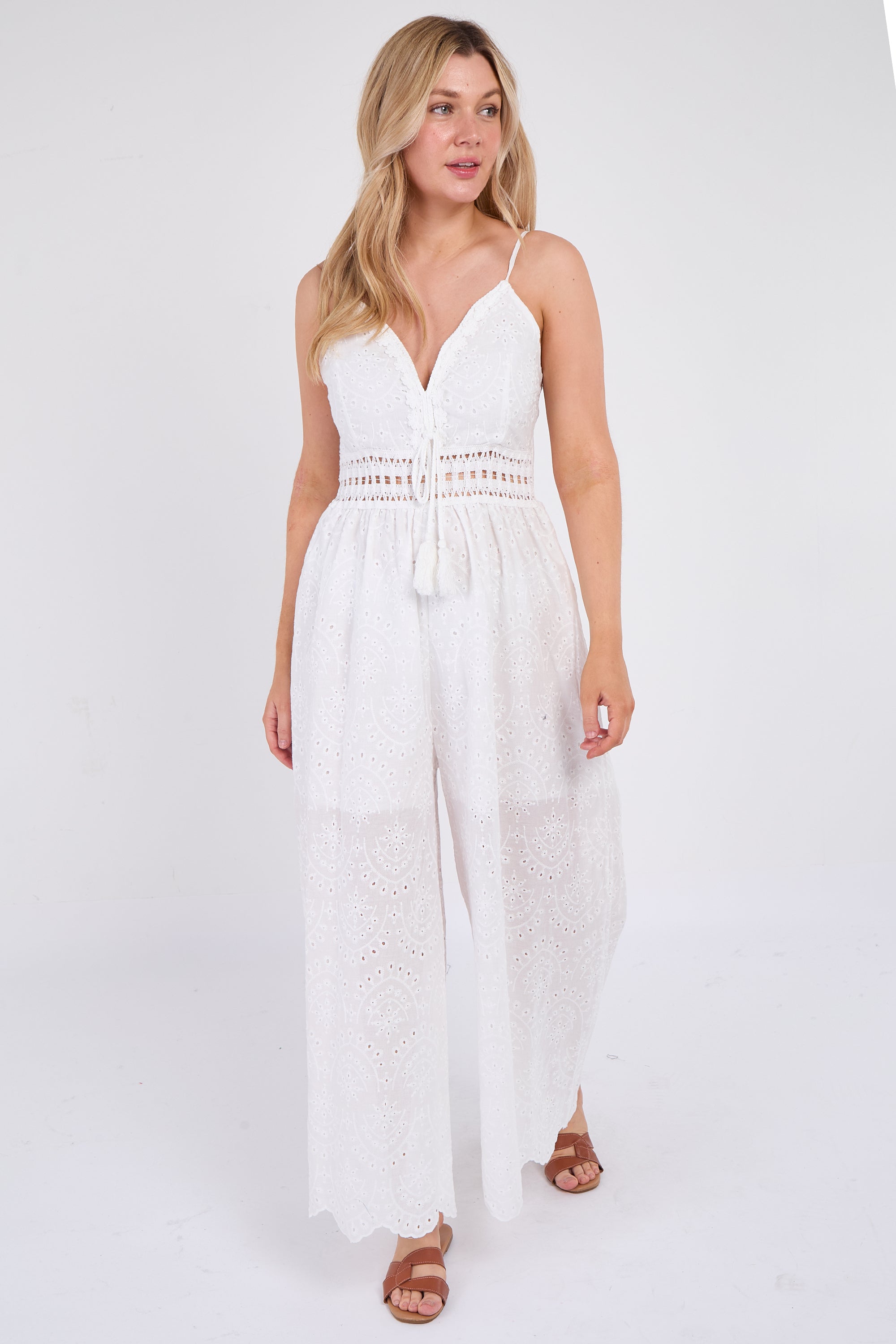 Broderie Lace Wide Leg Jumpsuit