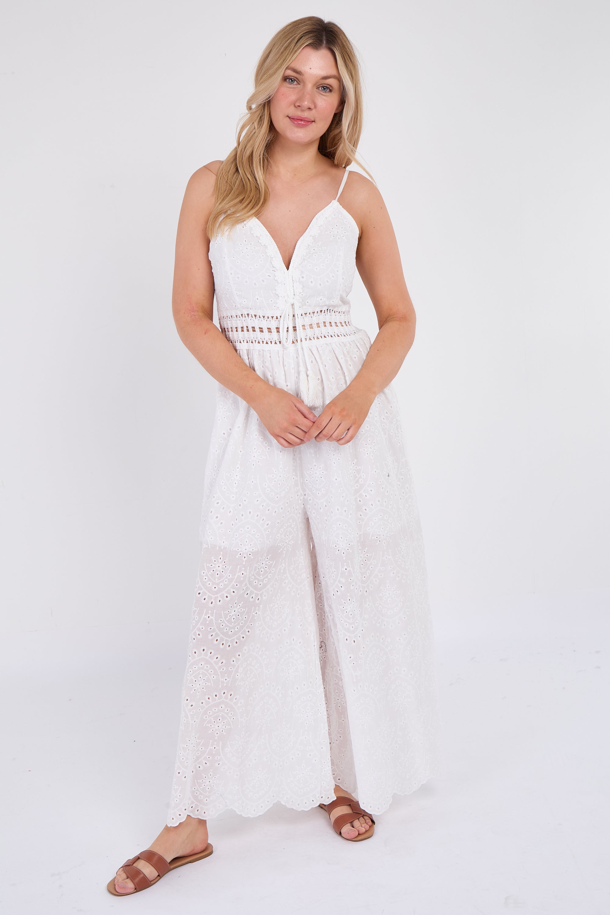 Broderie Lace Wide Leg Jumpsuit
