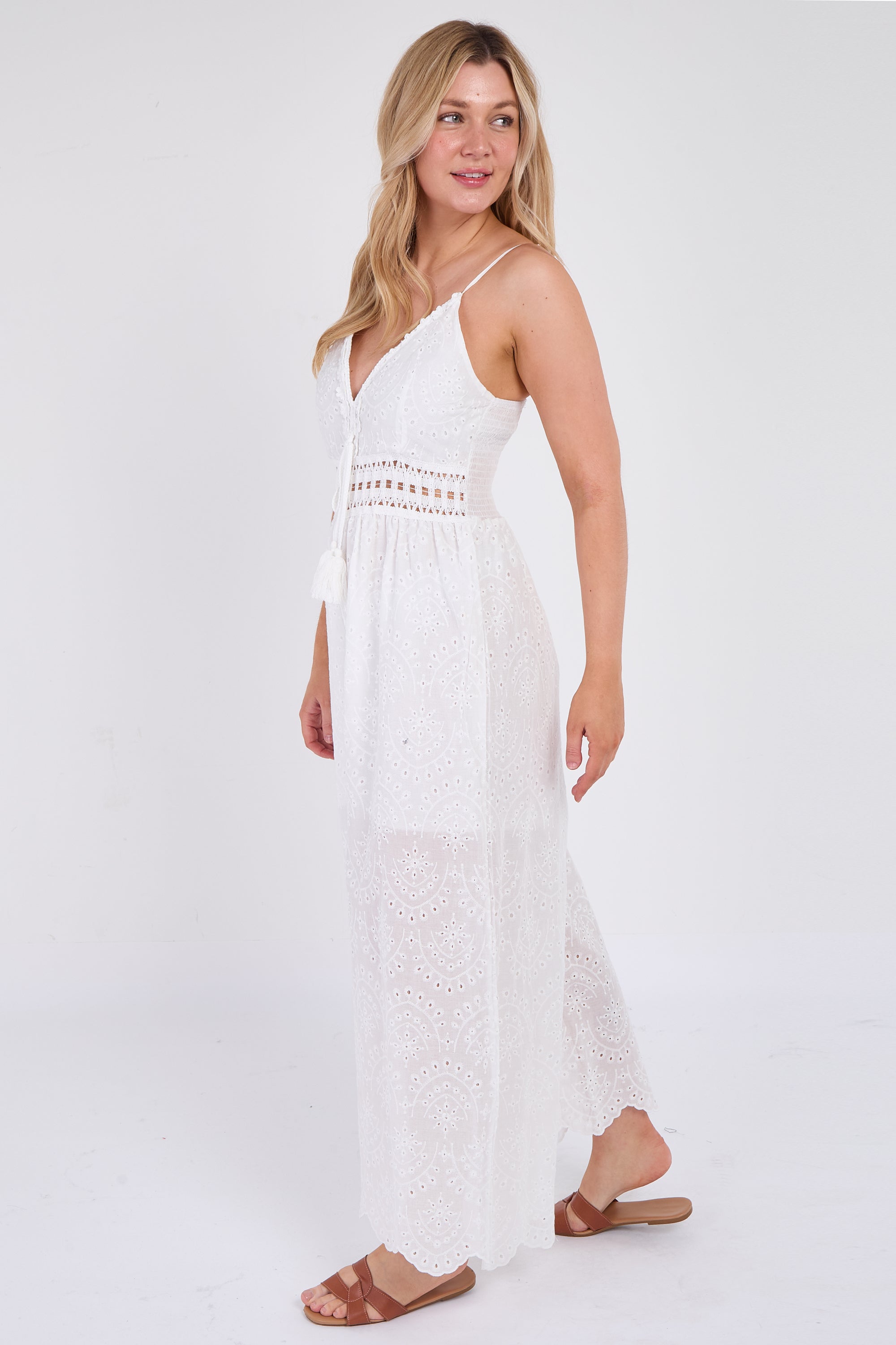 Broderie Lace Wide Leg Jumpsuit