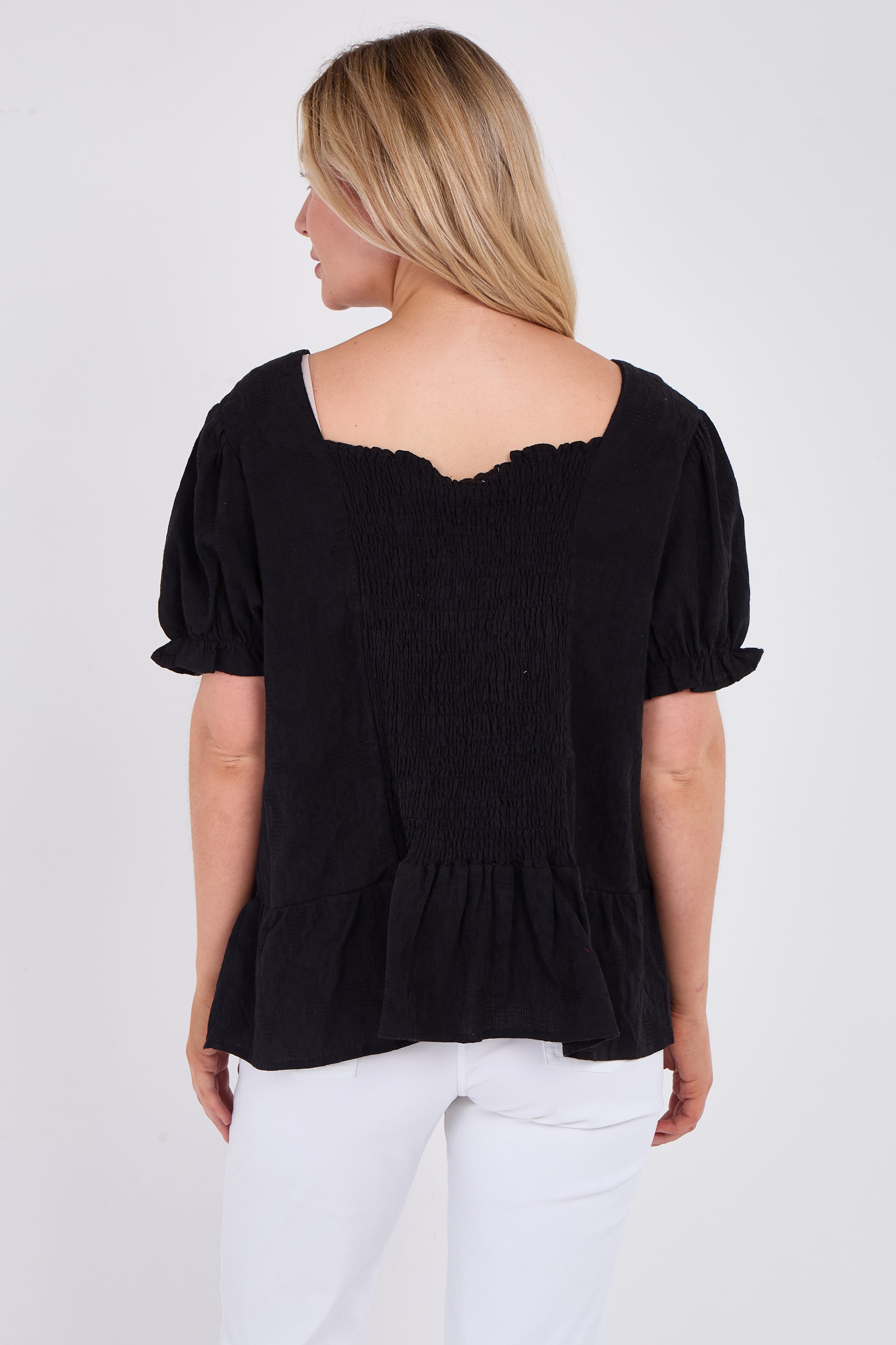 Button Front Peplum Top