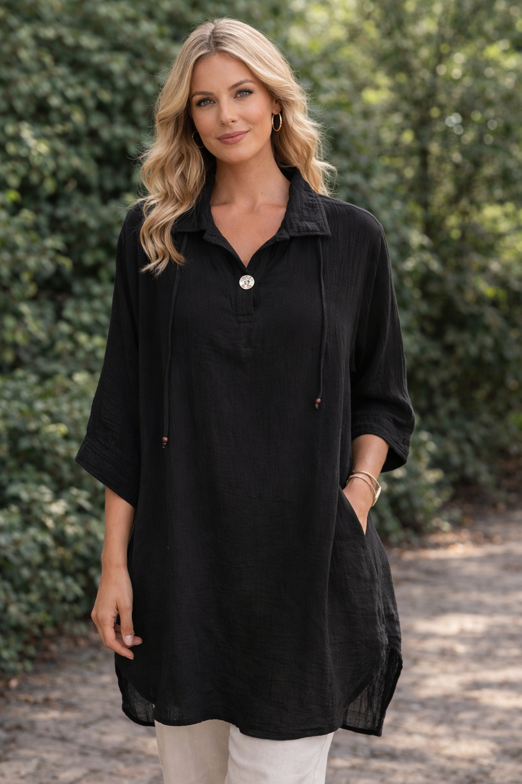Bubble cotton tunic blouse