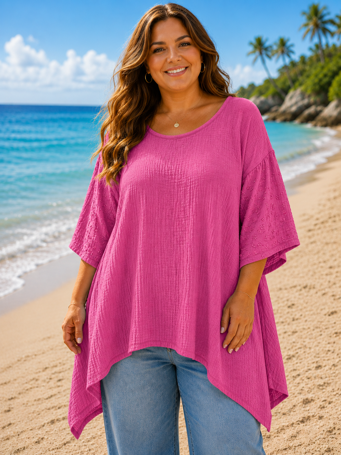 Sage Green Oversized Bubble Cotton Tunic Top