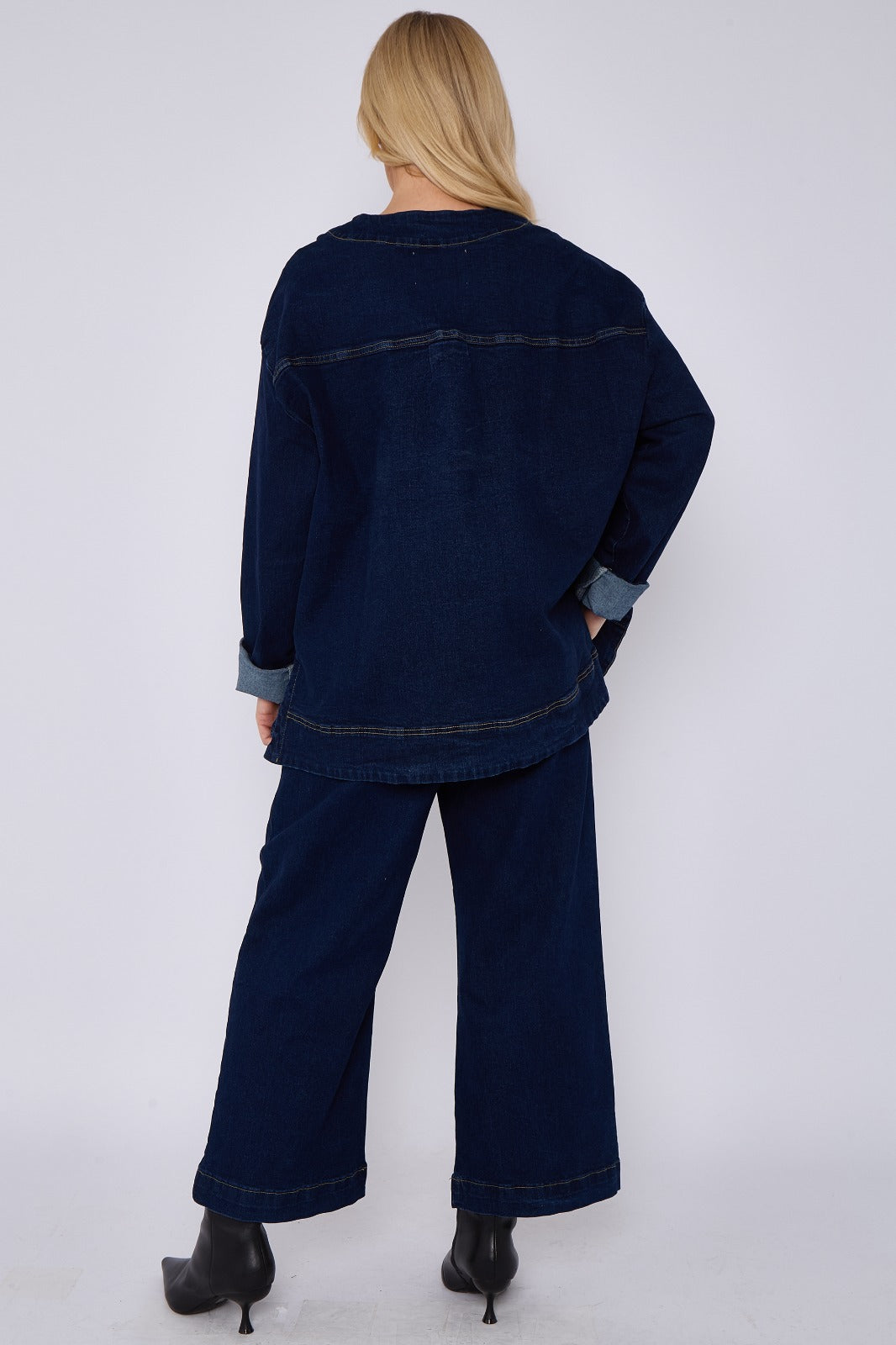 Blue Oversized Button Front Denim Jacket